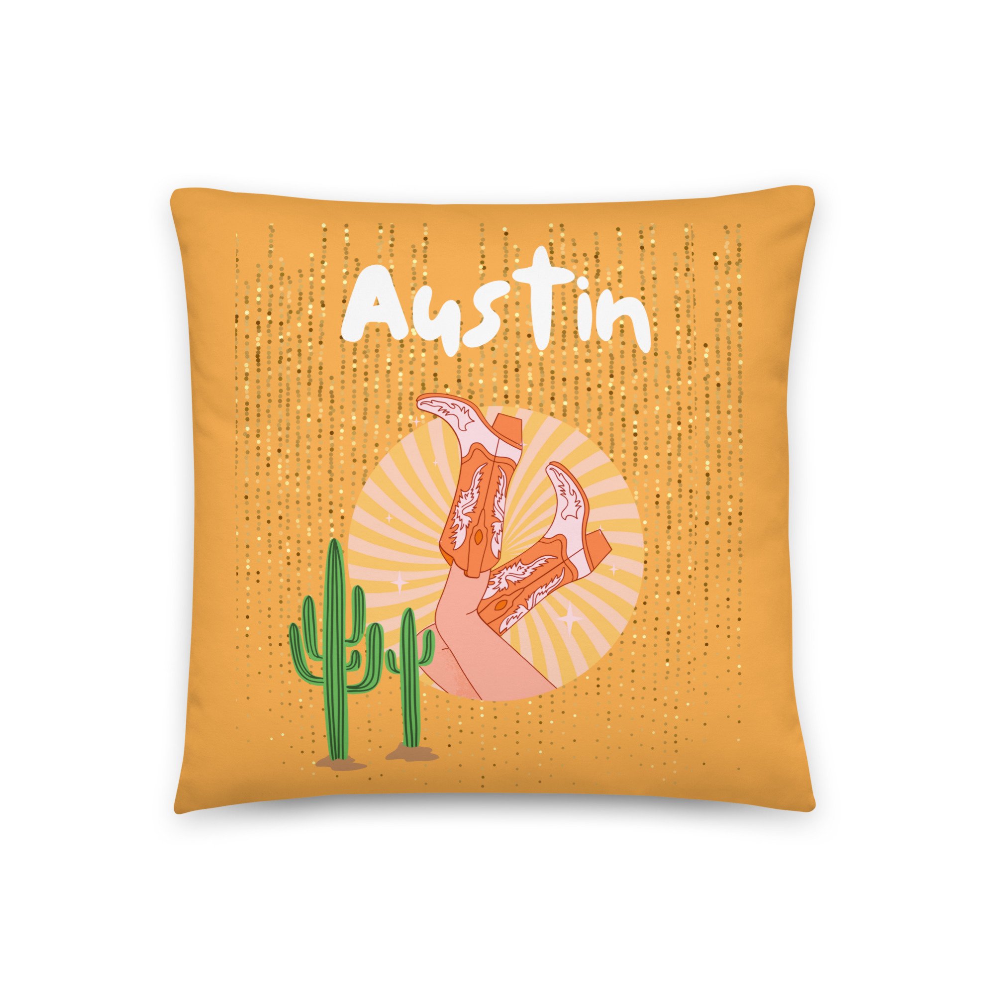 Cowgirl Austin Texas Preppy Print Throw Pillow - Preppy Room Decor - Teen Room Decor