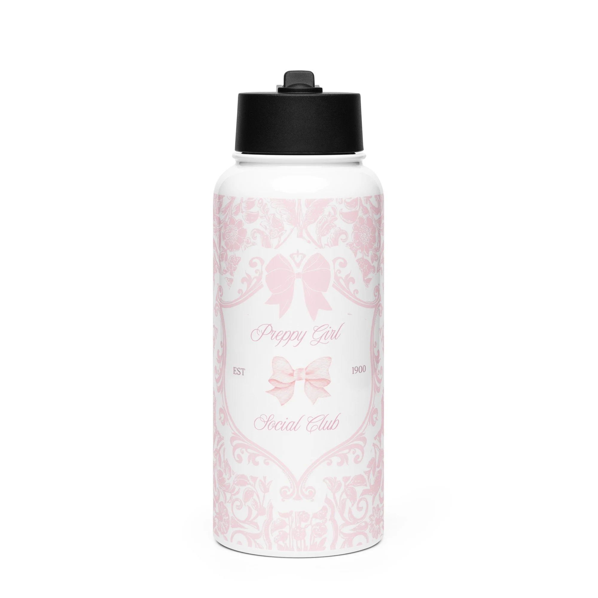 Pink Coquette 'Preppy Girls Social Club' 32 oz Water Bottle for Girls & Teens
