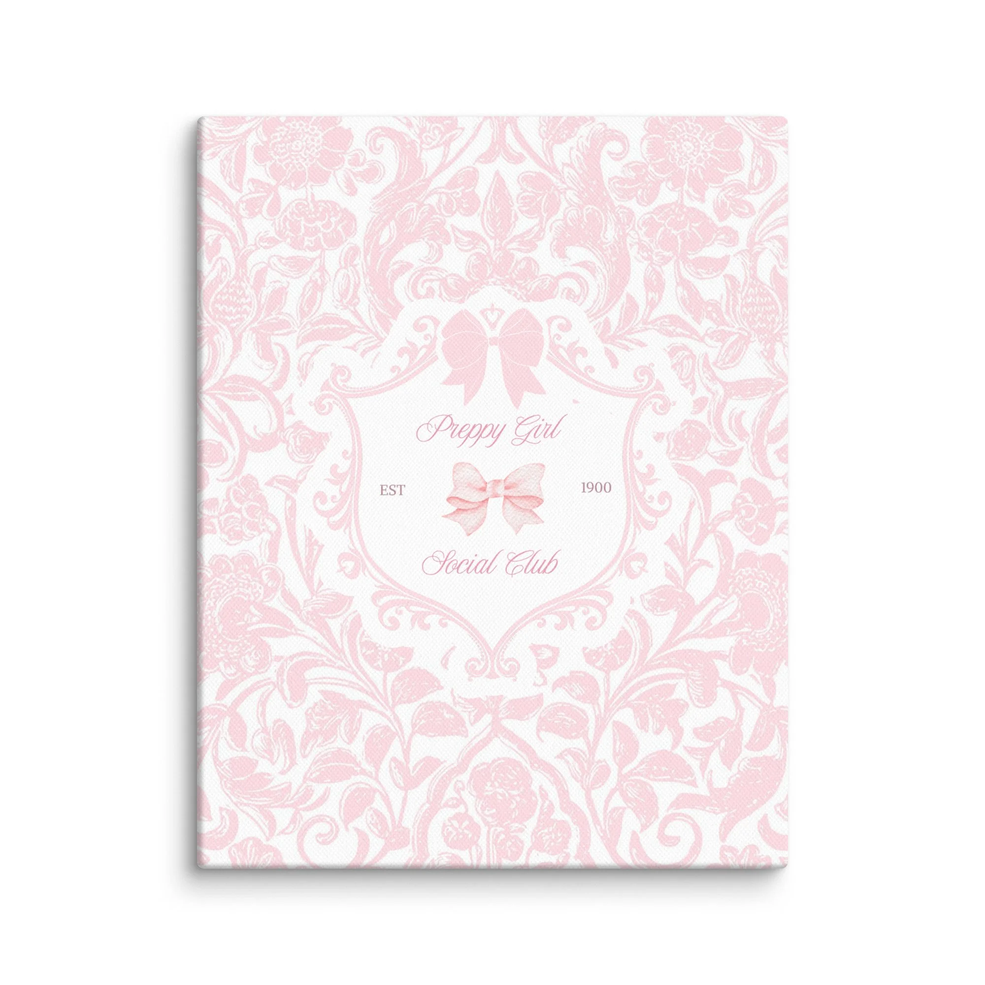 Pink Coquette 'Preppy Girls Social Club' Canvas Wall Art – Preppy Room Decor