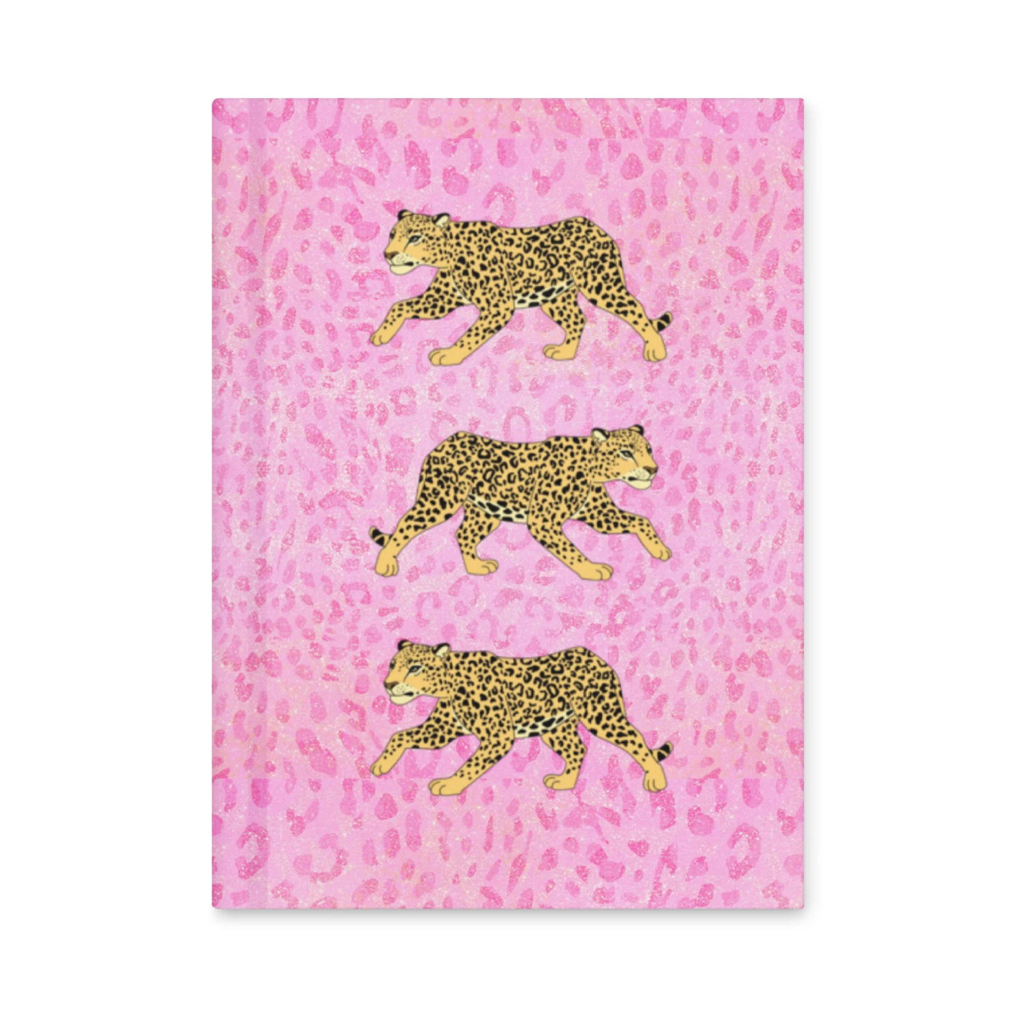 Pink Leopard Print Preppy Hardcover Lined Journal