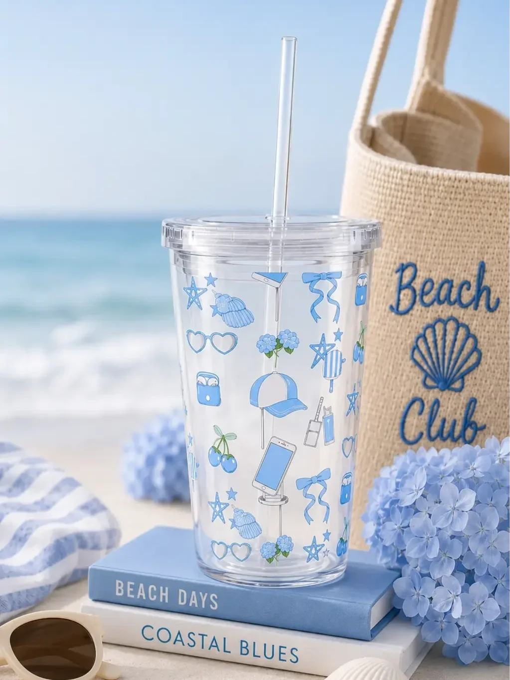 preppy-blue-doodle-cold-cup-tumbler-beach-lifestyle.webp