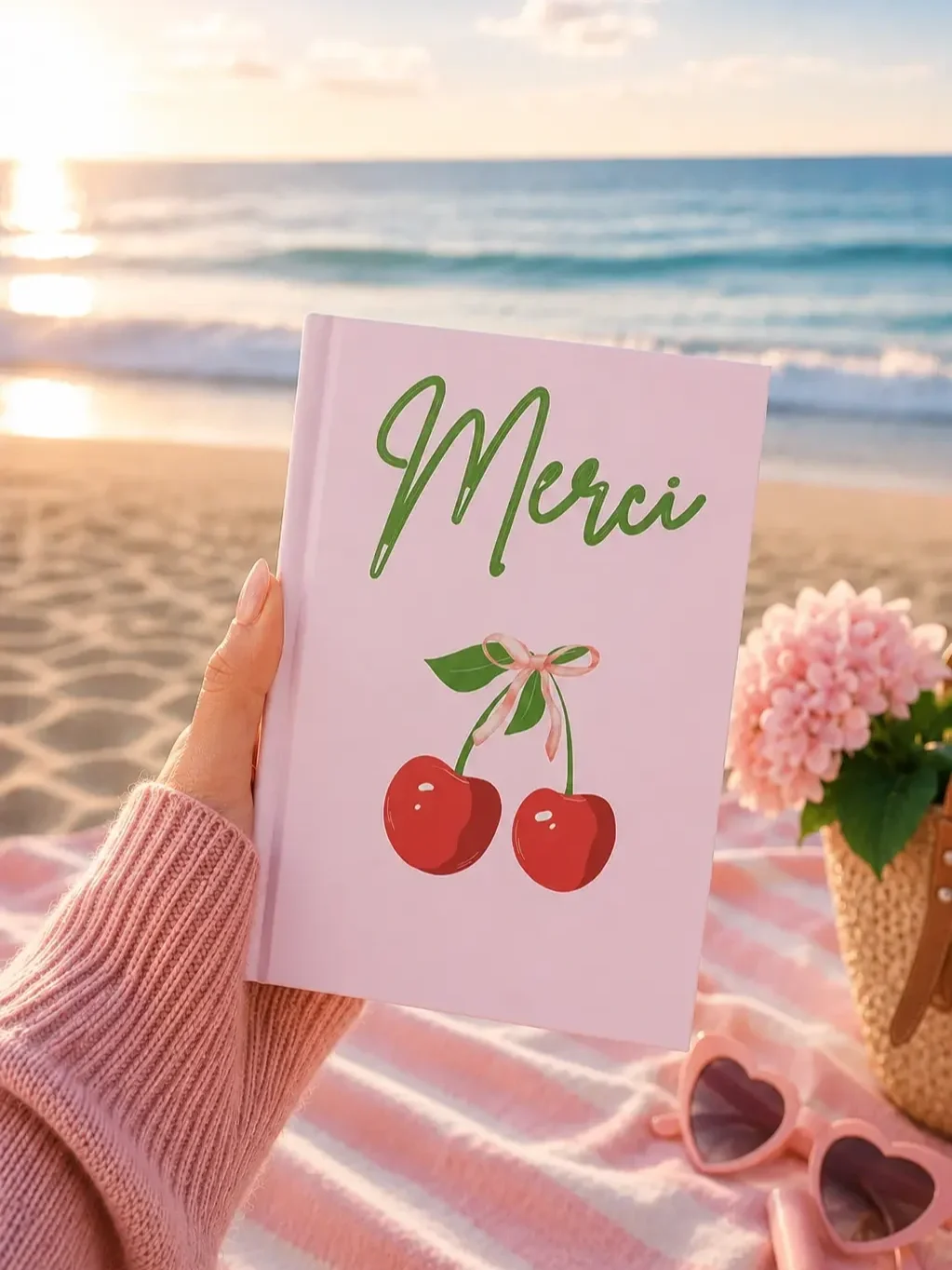 beach-hand-holding-pink-merci-cherry-journal.webp