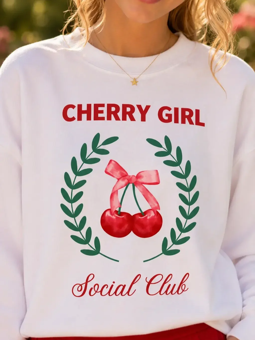 womens-white-cherry-girl-social-club-crewneck-close-up.webp (Copy) (Copy)