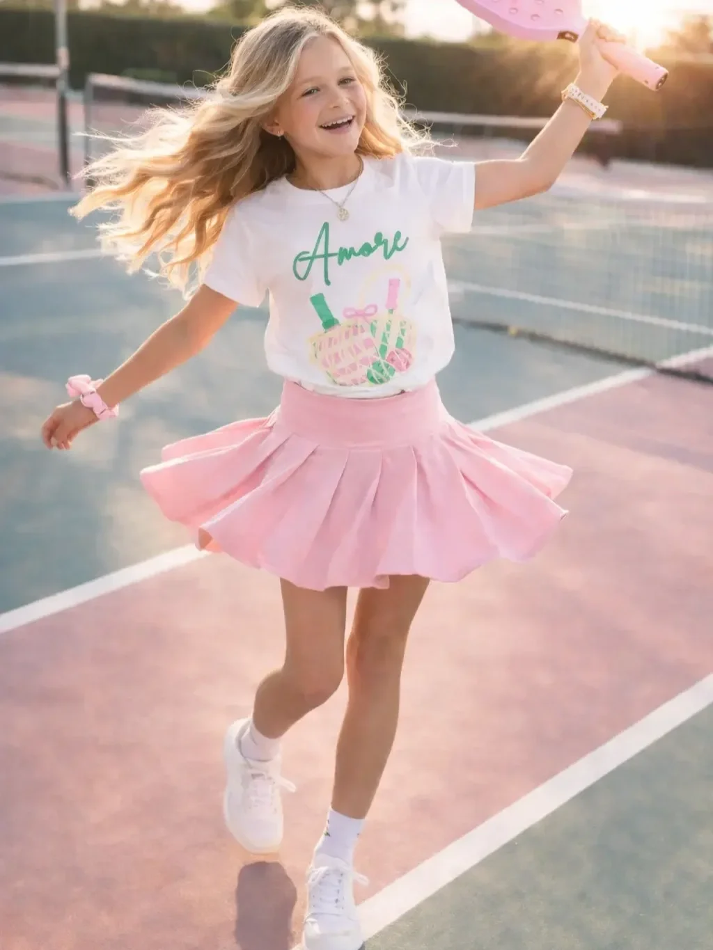 girls-white-amore-pickleball-tee-action-shot.webp