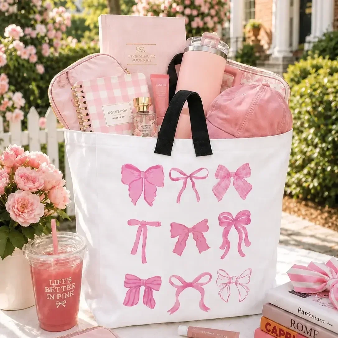 pink-preppy-bows-tote-bag-packed-essentials.webp (Copy) (Copy)
