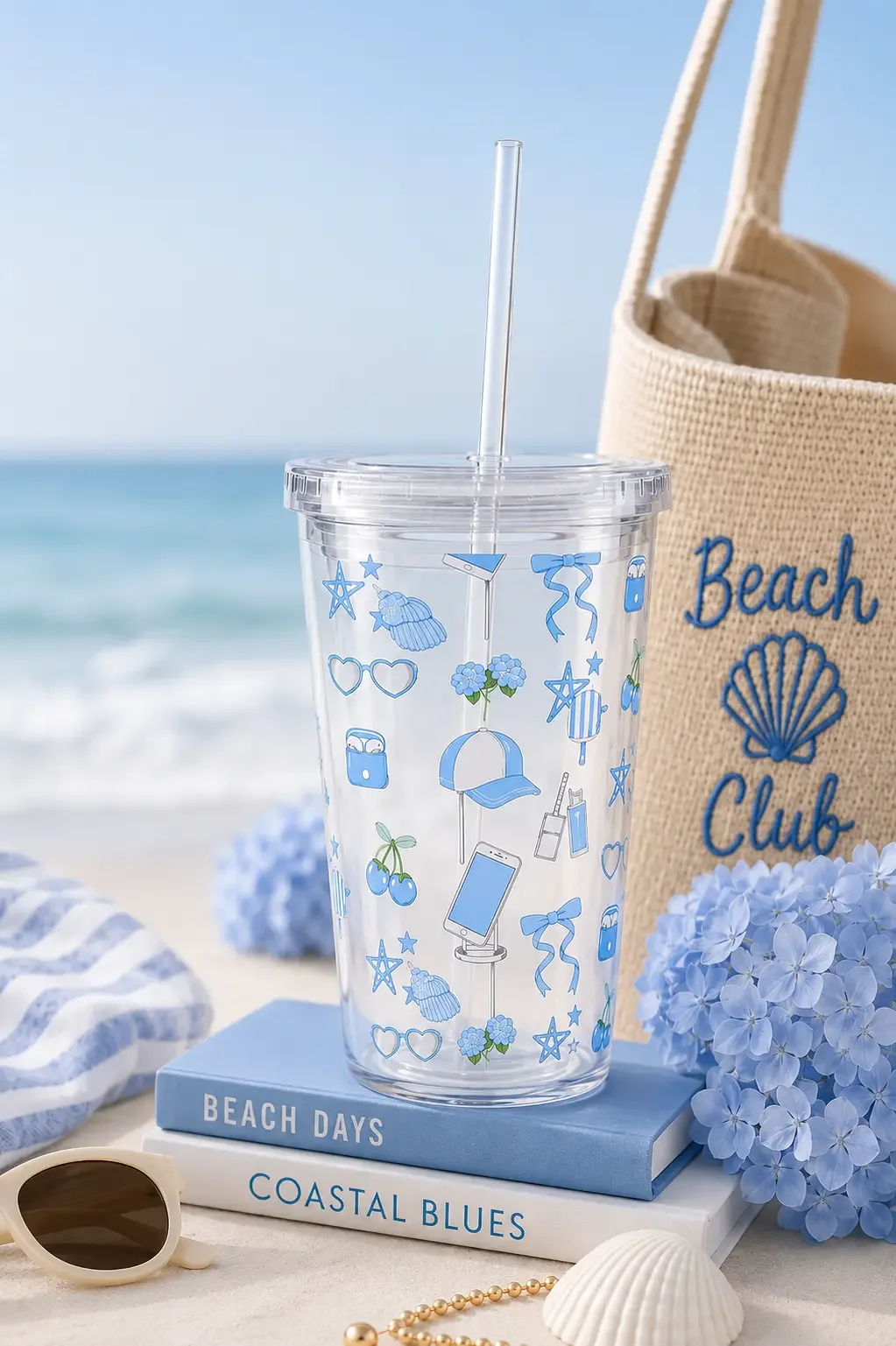 preppy-blue-doodle-cold-cup-tumbler-beach-lifestyle.webp