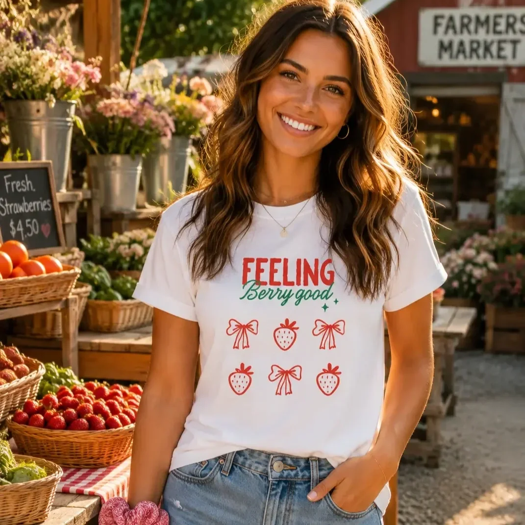 smiling-woman-white-feeling-berry-good-strawberry-tshirt.webp