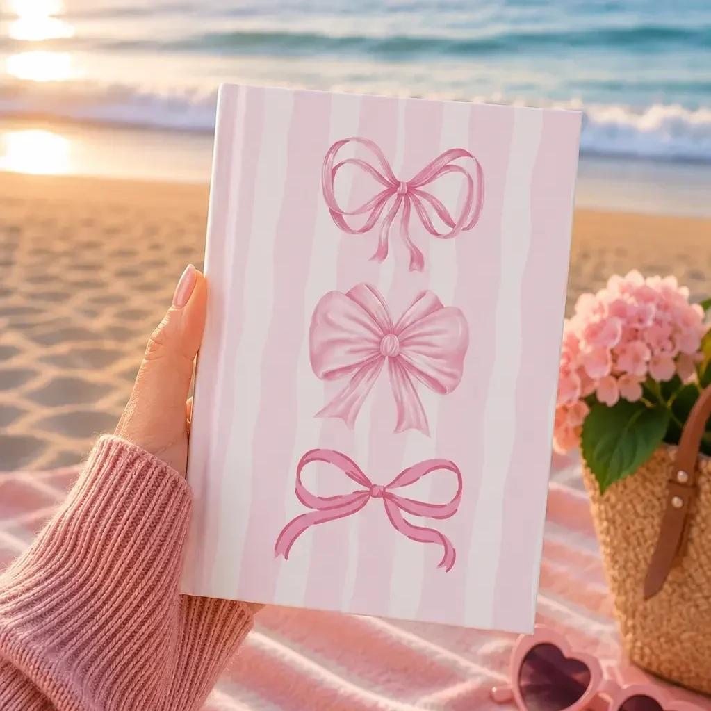 beach-hand-holding-pink-bow-striped-journal.webp
