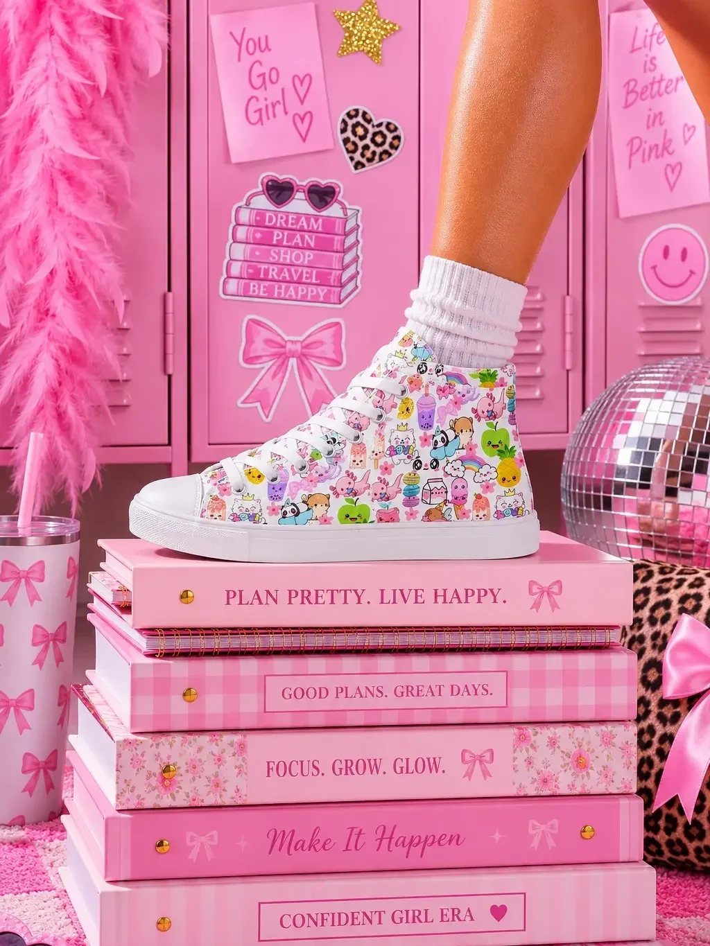 kawaii-sneakers-pink-lockers-journals-display.webp