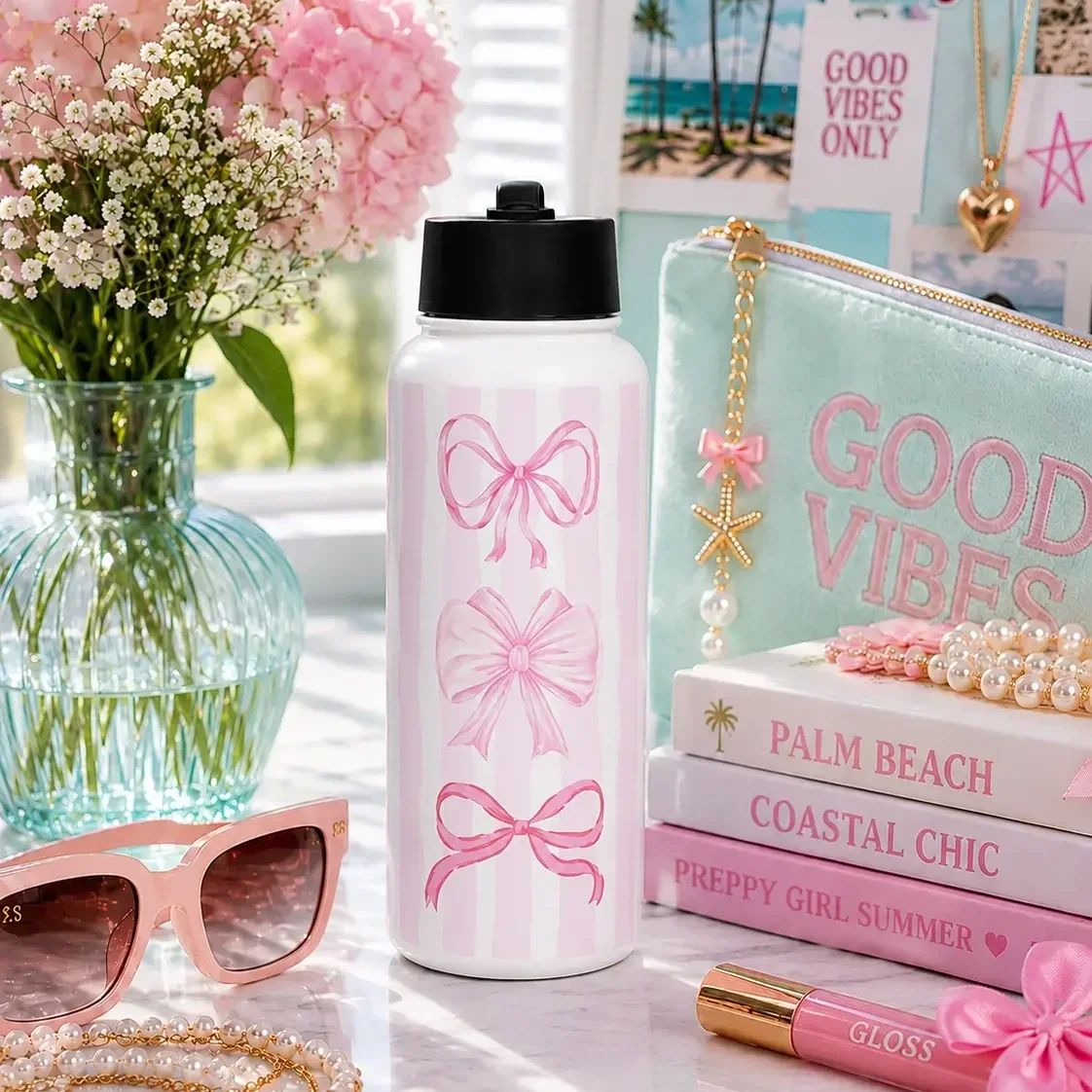 preppy-pink-coquette-bows-insulated-water-bottle.webp