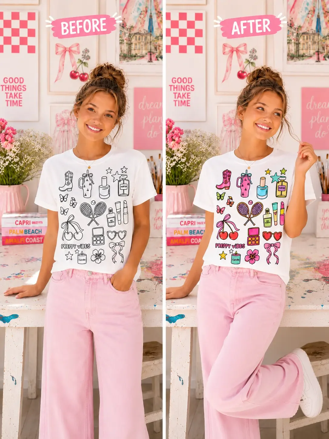 girls-preppy-vibes-colorable-graphic-tee-before-after.webp