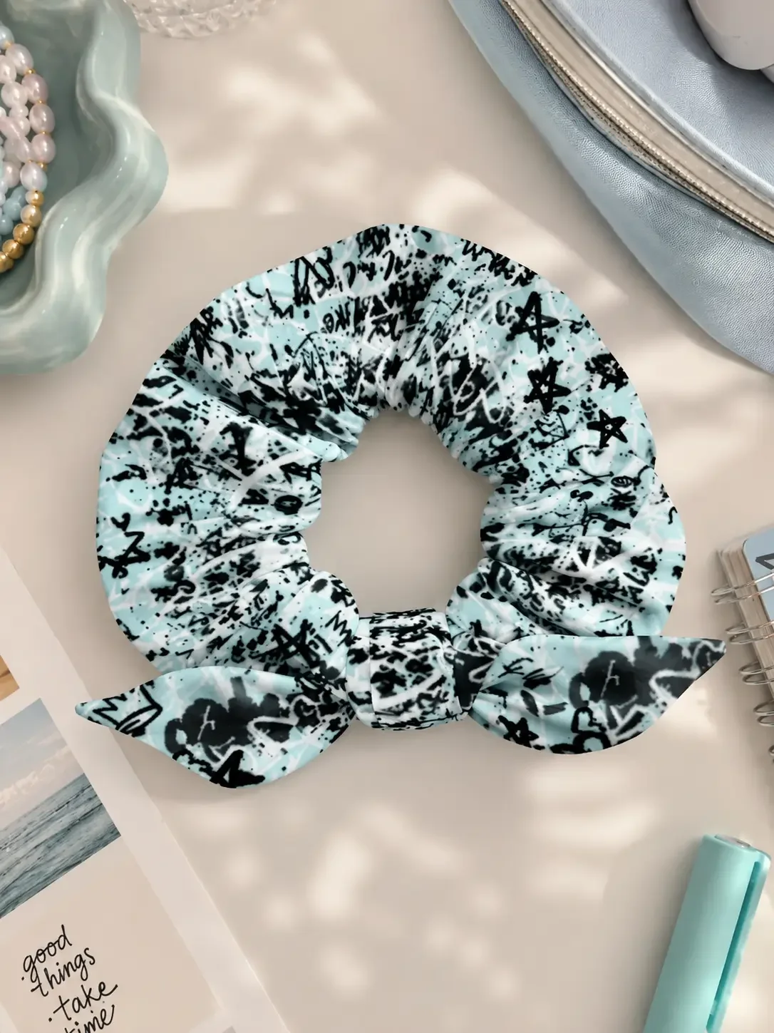 Y2K Graffiti Bow Scrunchie