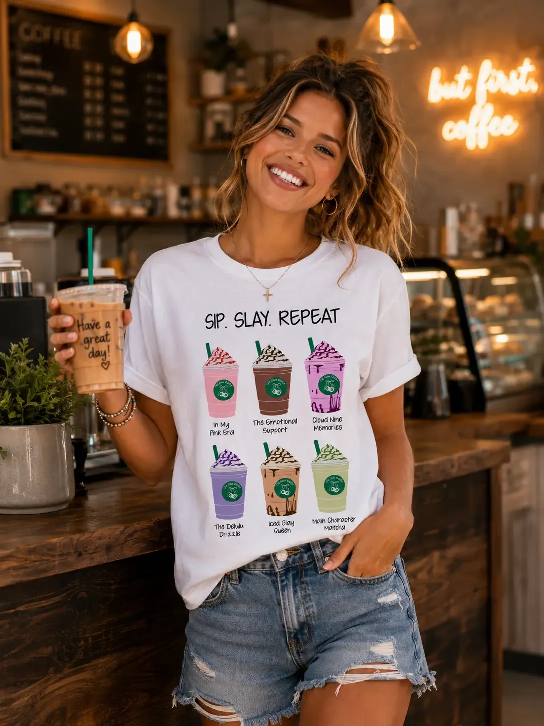 Sip Slay Repeat Teens T-Shirt