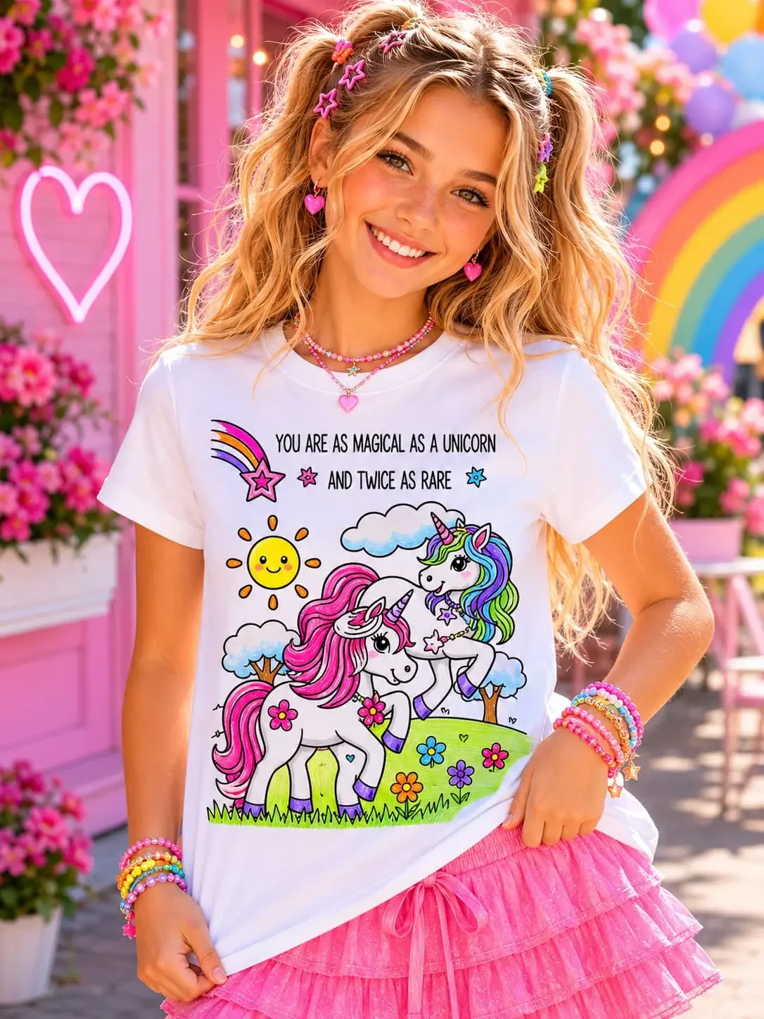 "Magical & Rare" Unicorn Colorable Girls Tee