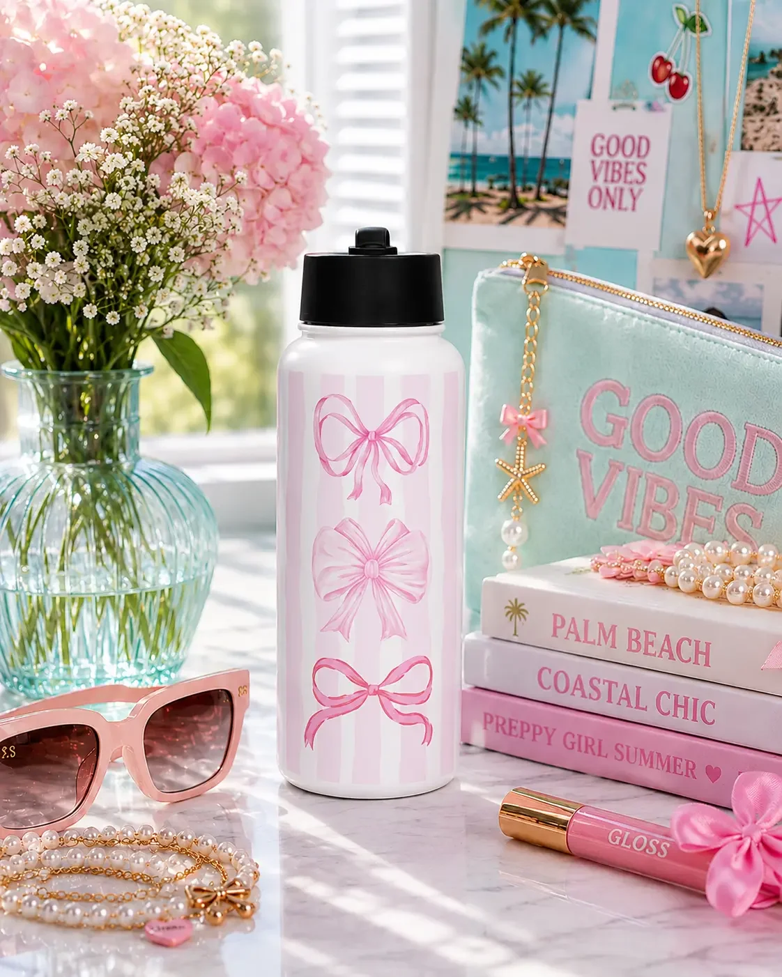 preppy-pink-coquette-bows-insulated-water-bottle.webp