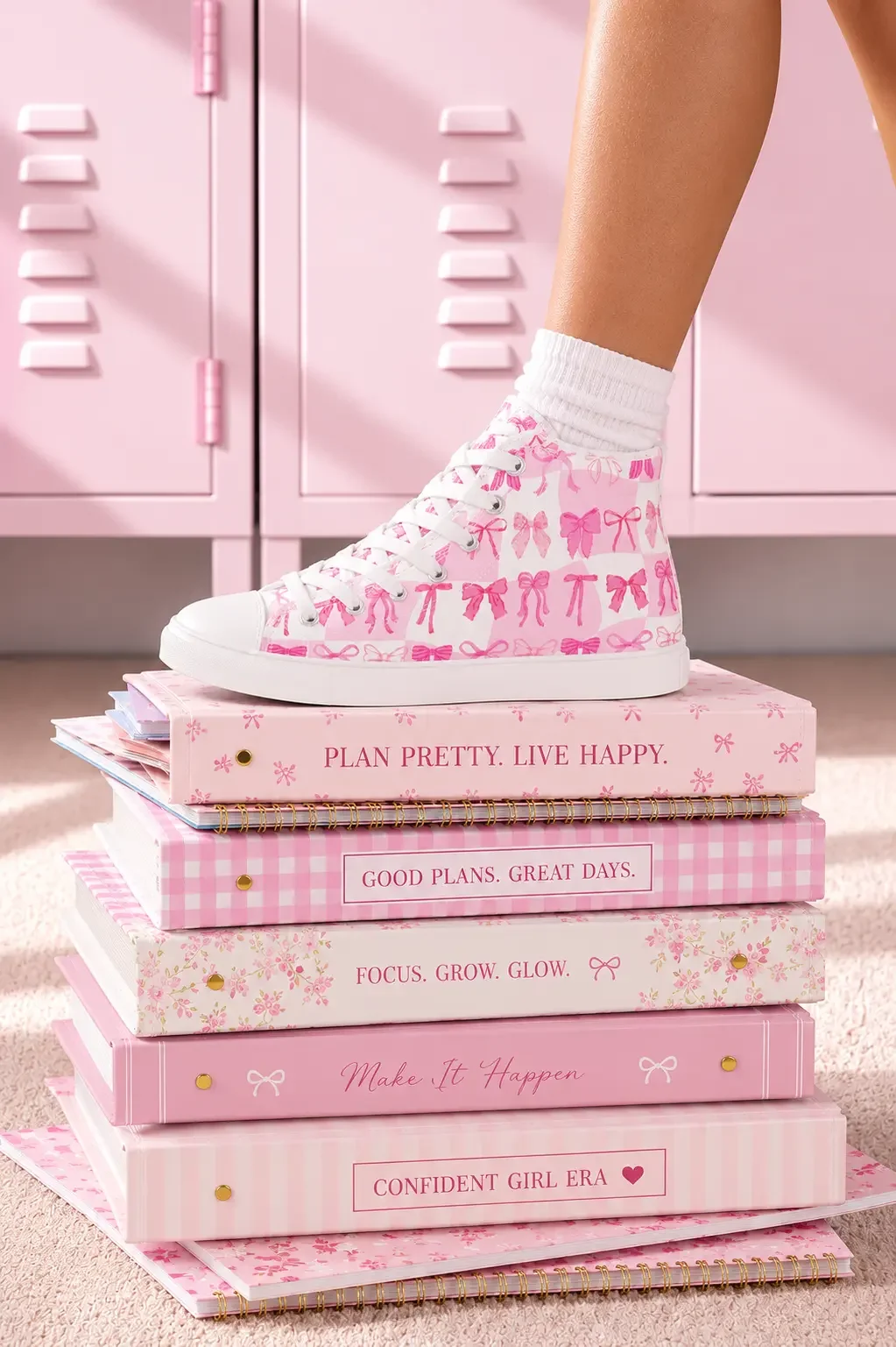 Pink Coquette Bow High Top Sneakers