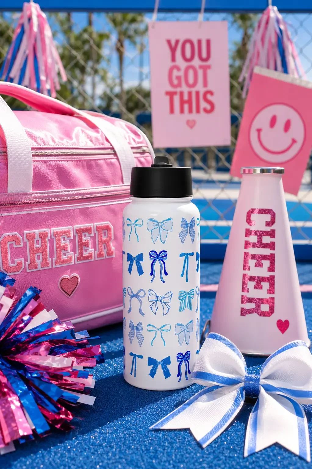 Blue Coquette Bows Water Bottle