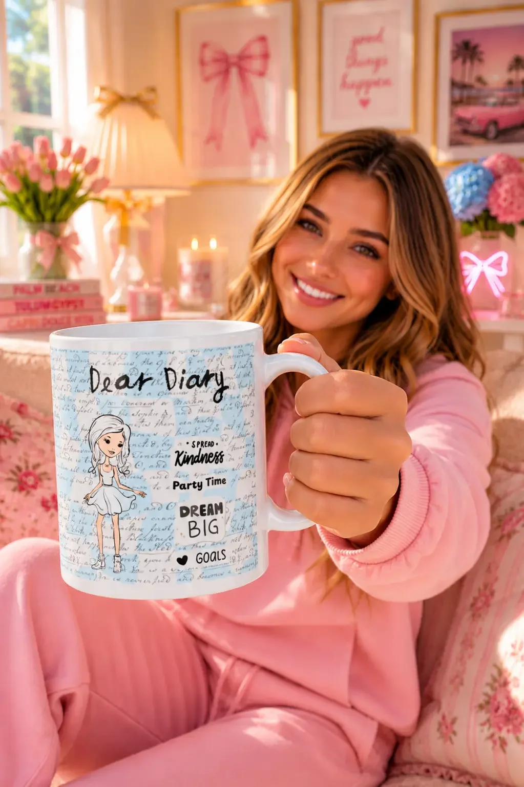 "Dear Diary" Preppy Aesthetic Girl Mug