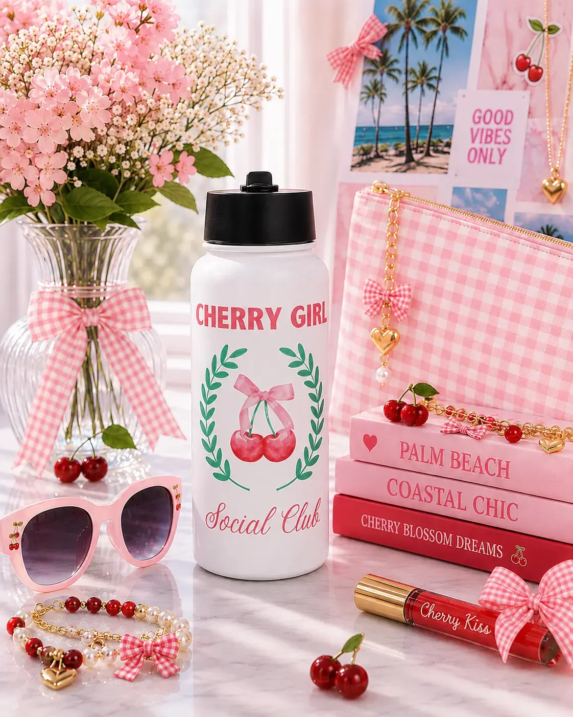 cherry-girl-social-club-water-bottle-desk-flatlay.webp