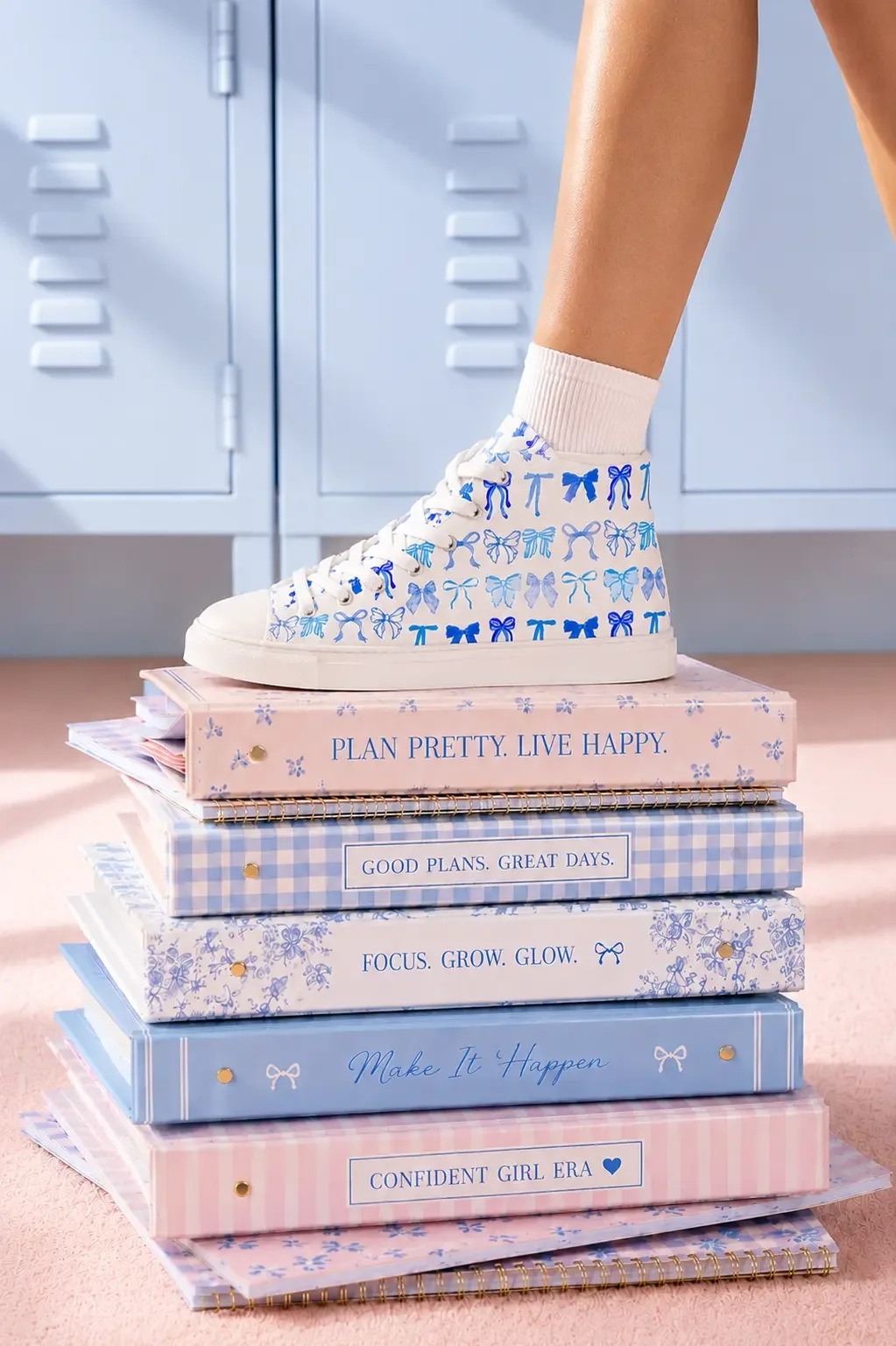 Blue Coquette Bow High Top Sneakers