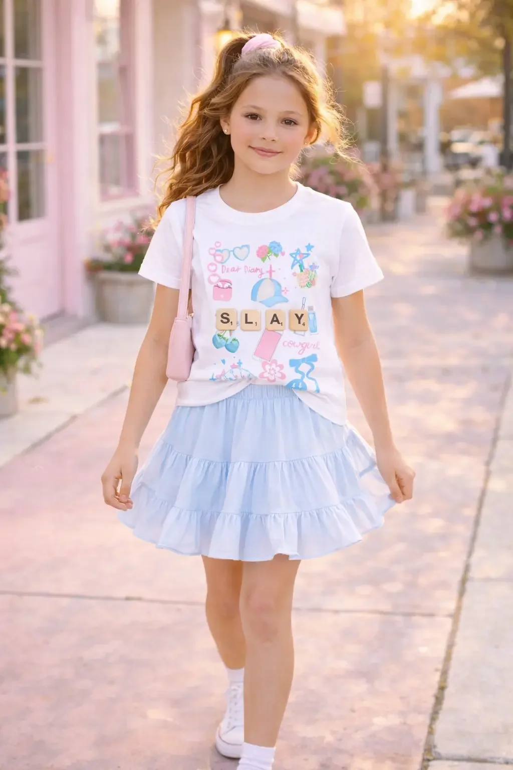 "SLAY" Pink and Blue Preppy Girls Tee