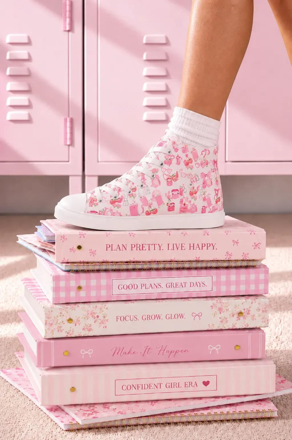Preppy Pink Coquette Collage High Top Sneakers