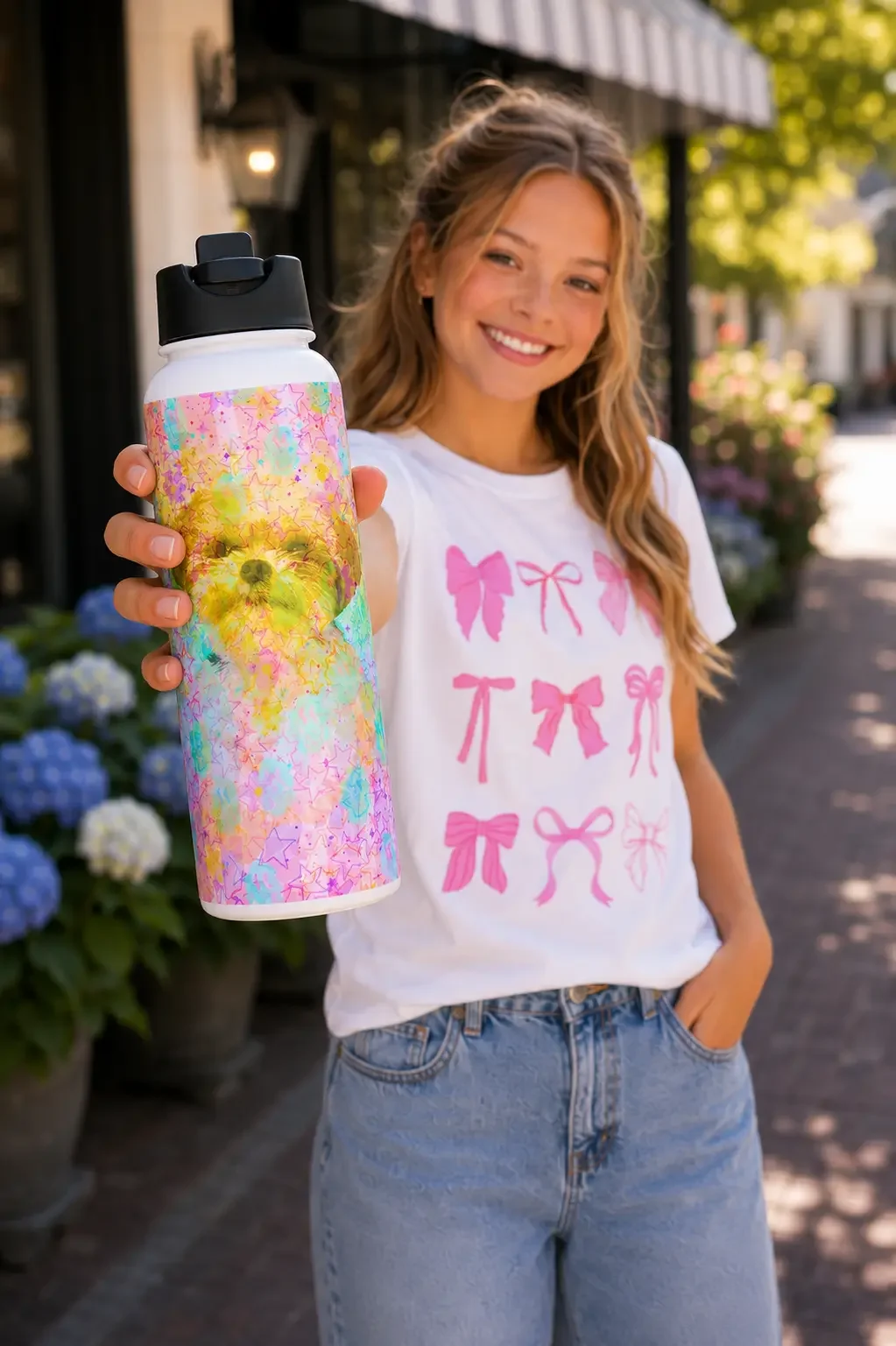Y2K Rainbow Puppy Water Bottle