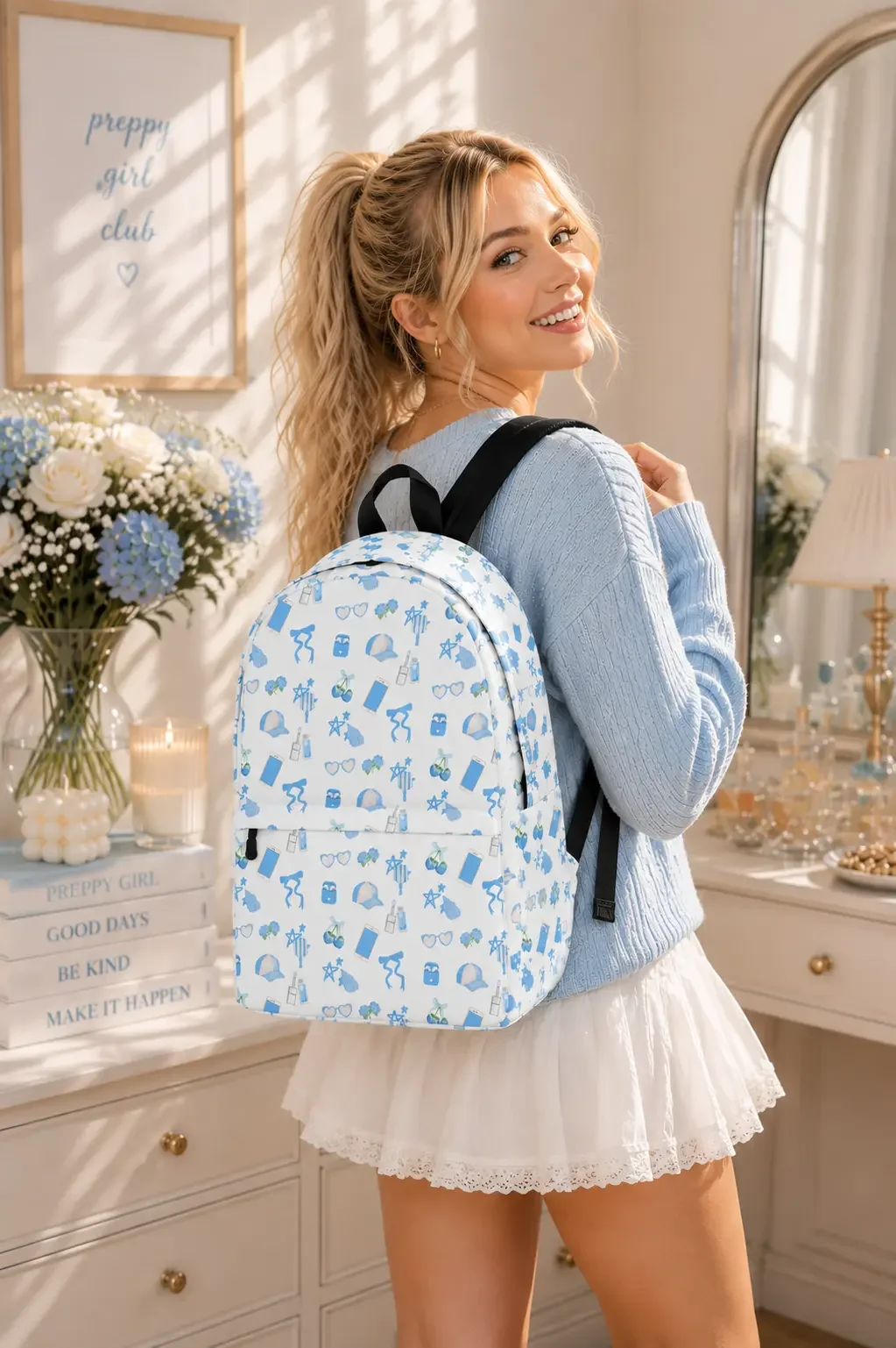 Slay Girl Preppy Blue Backpack