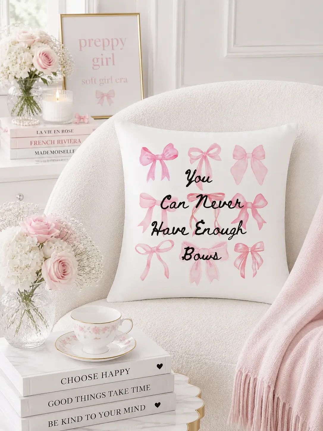 You Can Never Have Enough Bows Throw Pillow