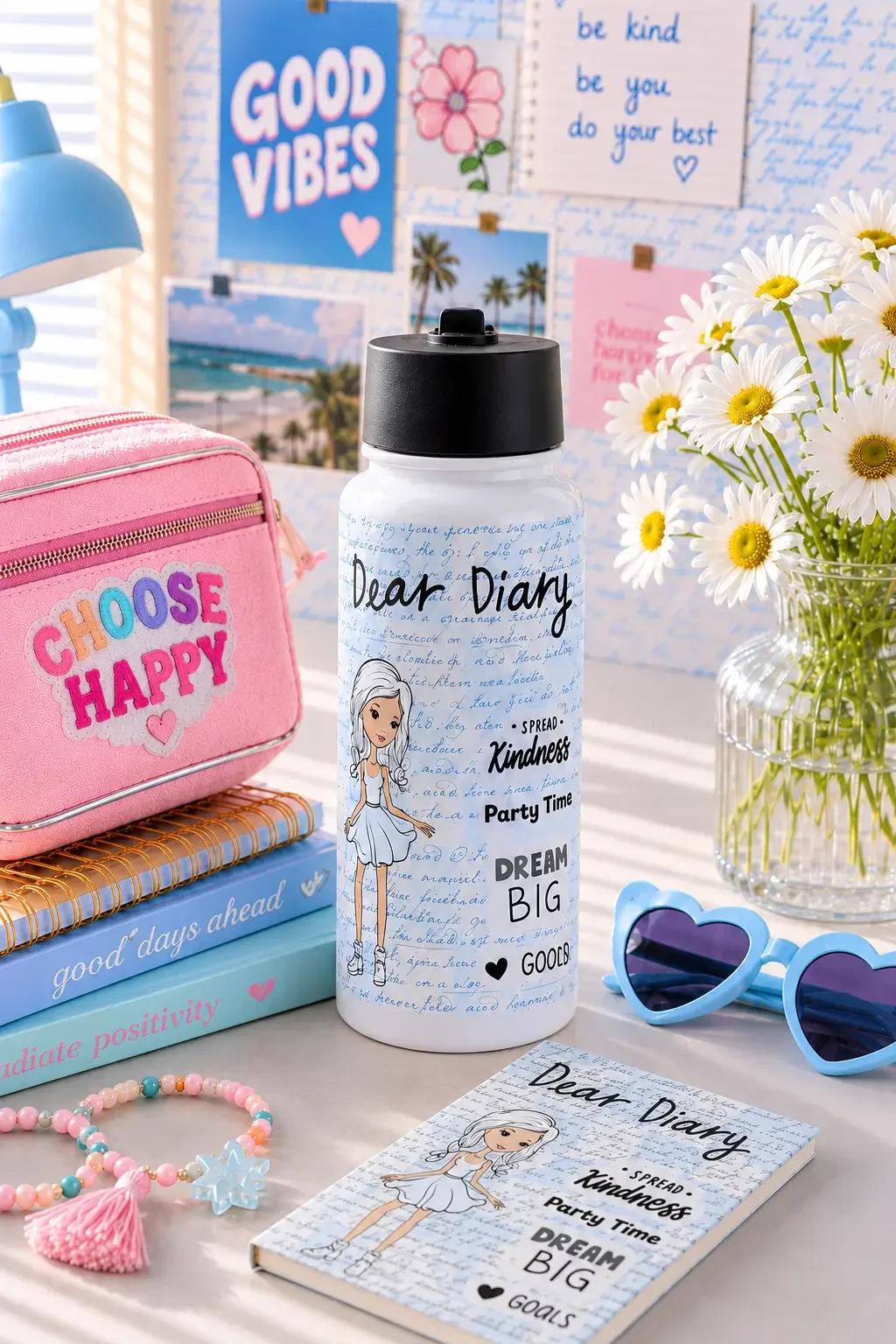"Dear Diary" Aesthetic Water Bottle