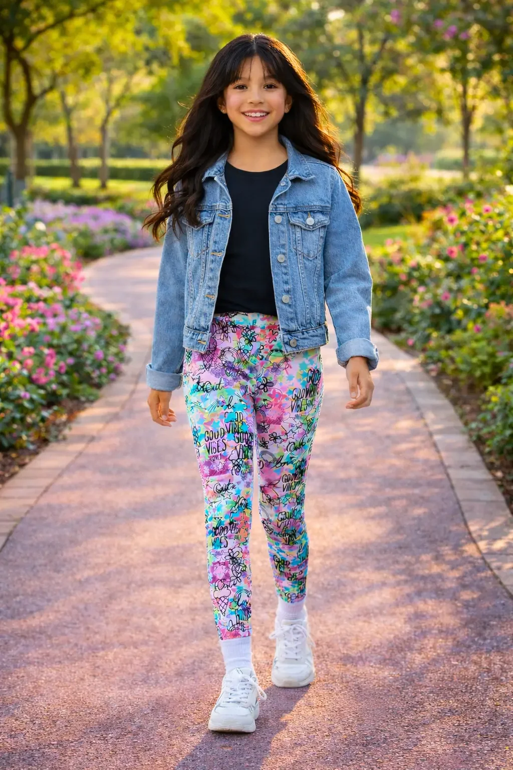 "Good Vibes" Graffiti Doodle Girls Leggings