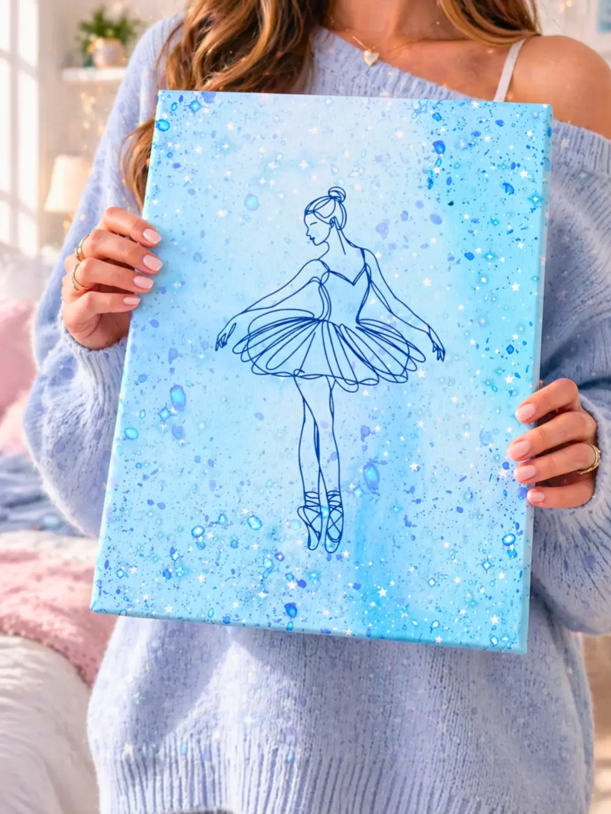 Balletcore Blue Ballerina Canvas Wall Art