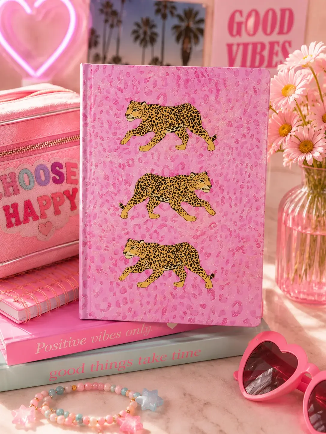 Preppy Pink Leopard Hardcover Journal