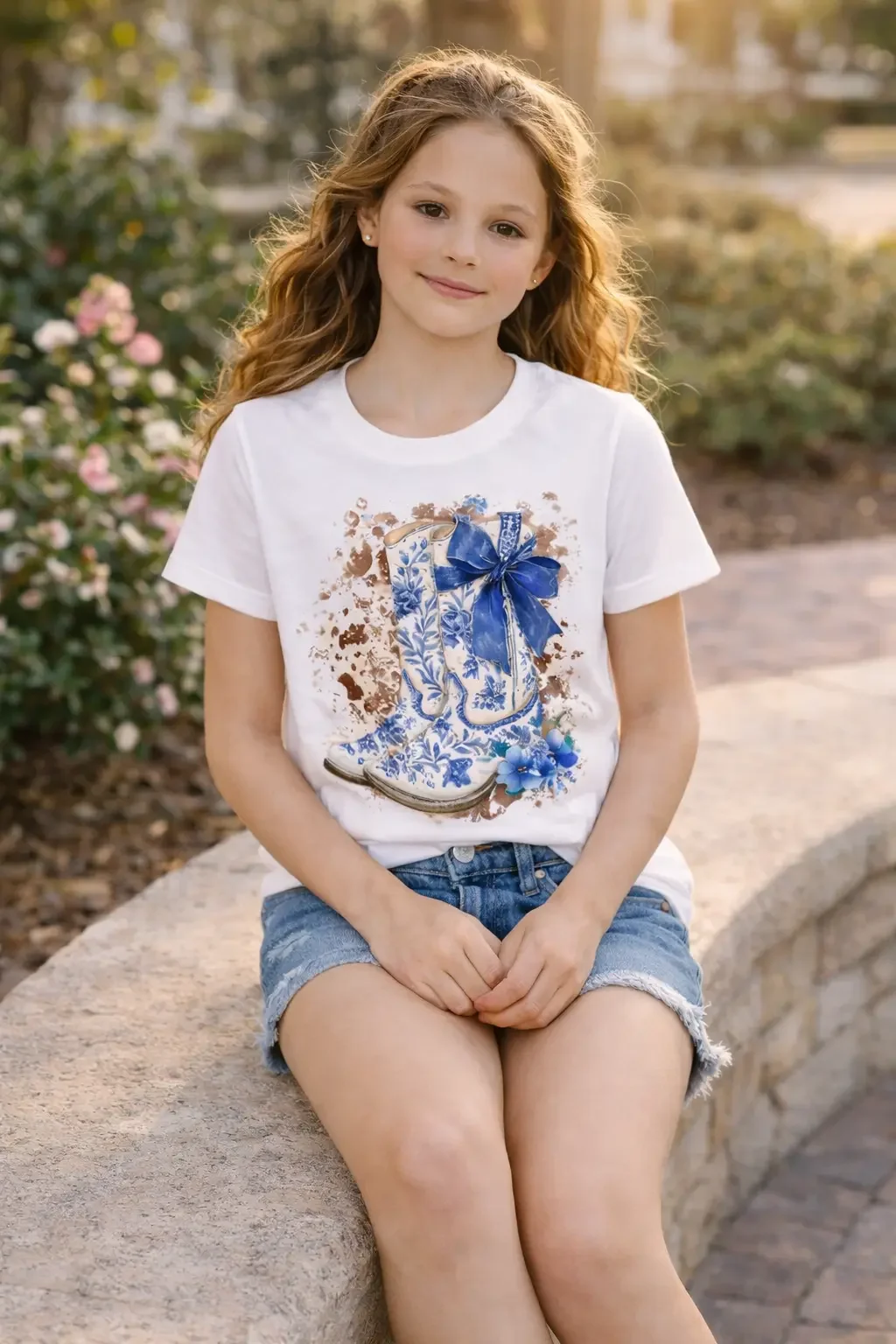 blue-chinoiserie-cowboy-boot-tee-product-girl-sitting.webp