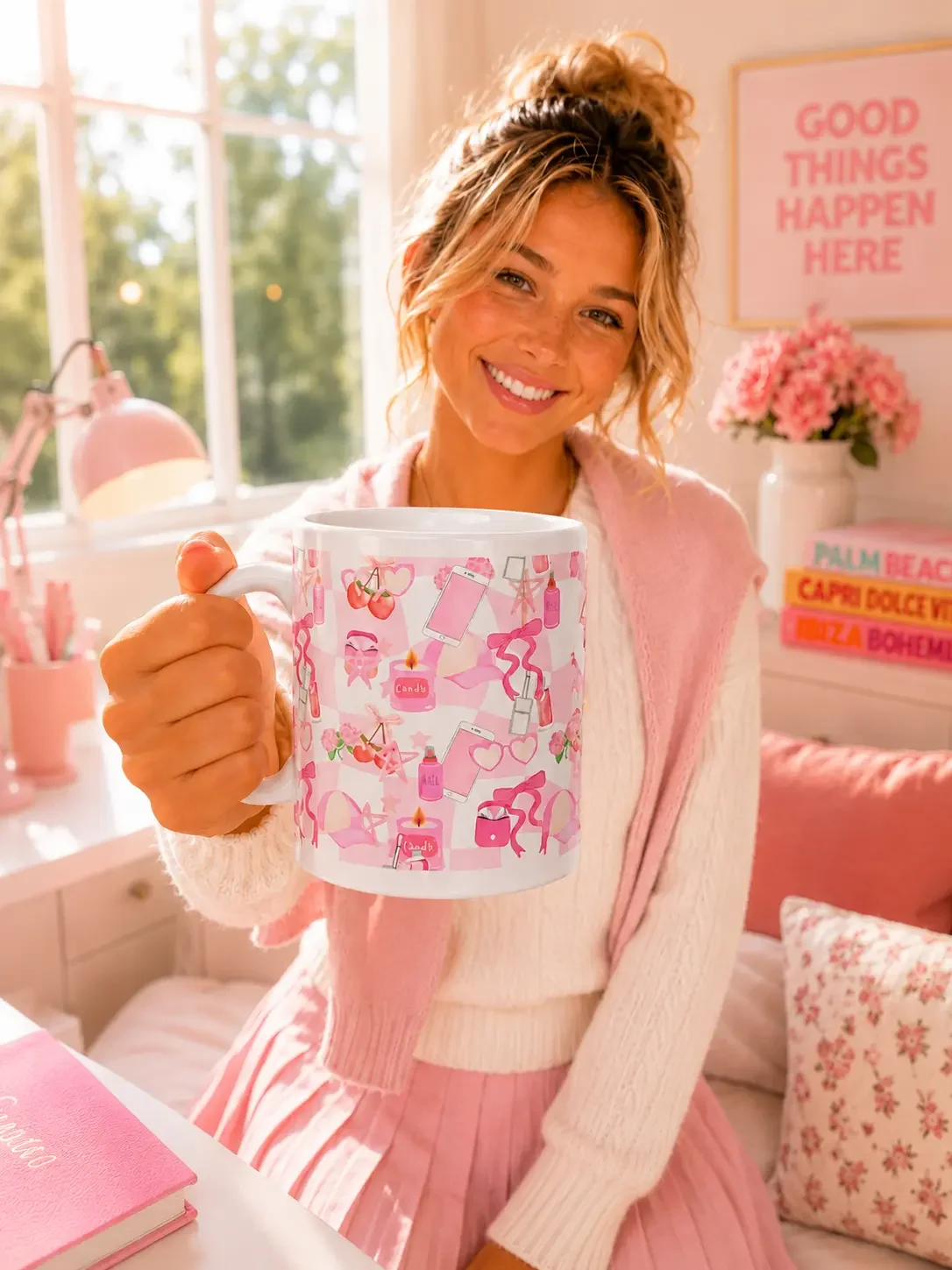 Pink Preppy Coquette Collage Mug