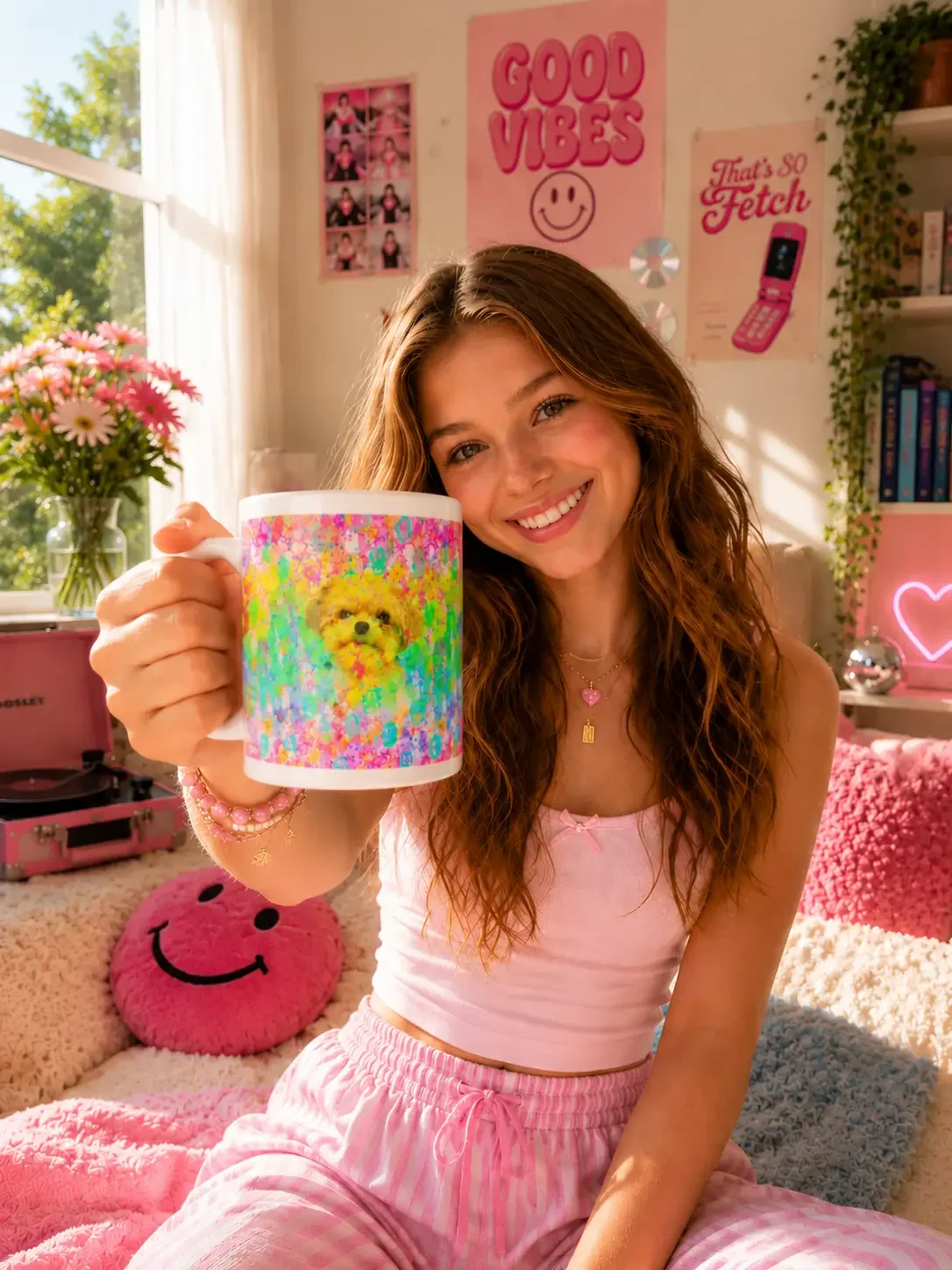 Colorful Maximalist Y2K Puppy Mug