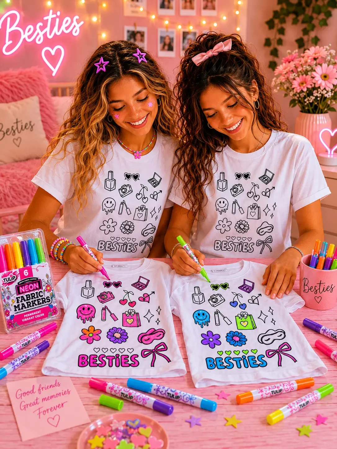 "Besties" Colorable Girls Graphic T-Shirt