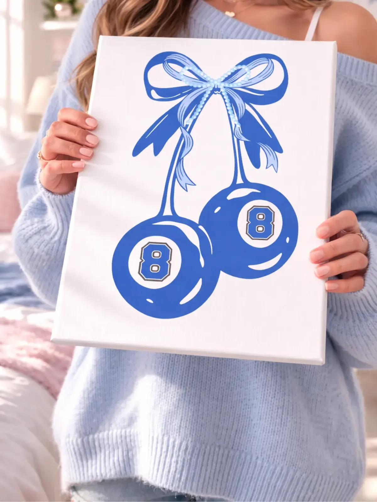 Blue 8-Ball Cherry Preppy Wall Art