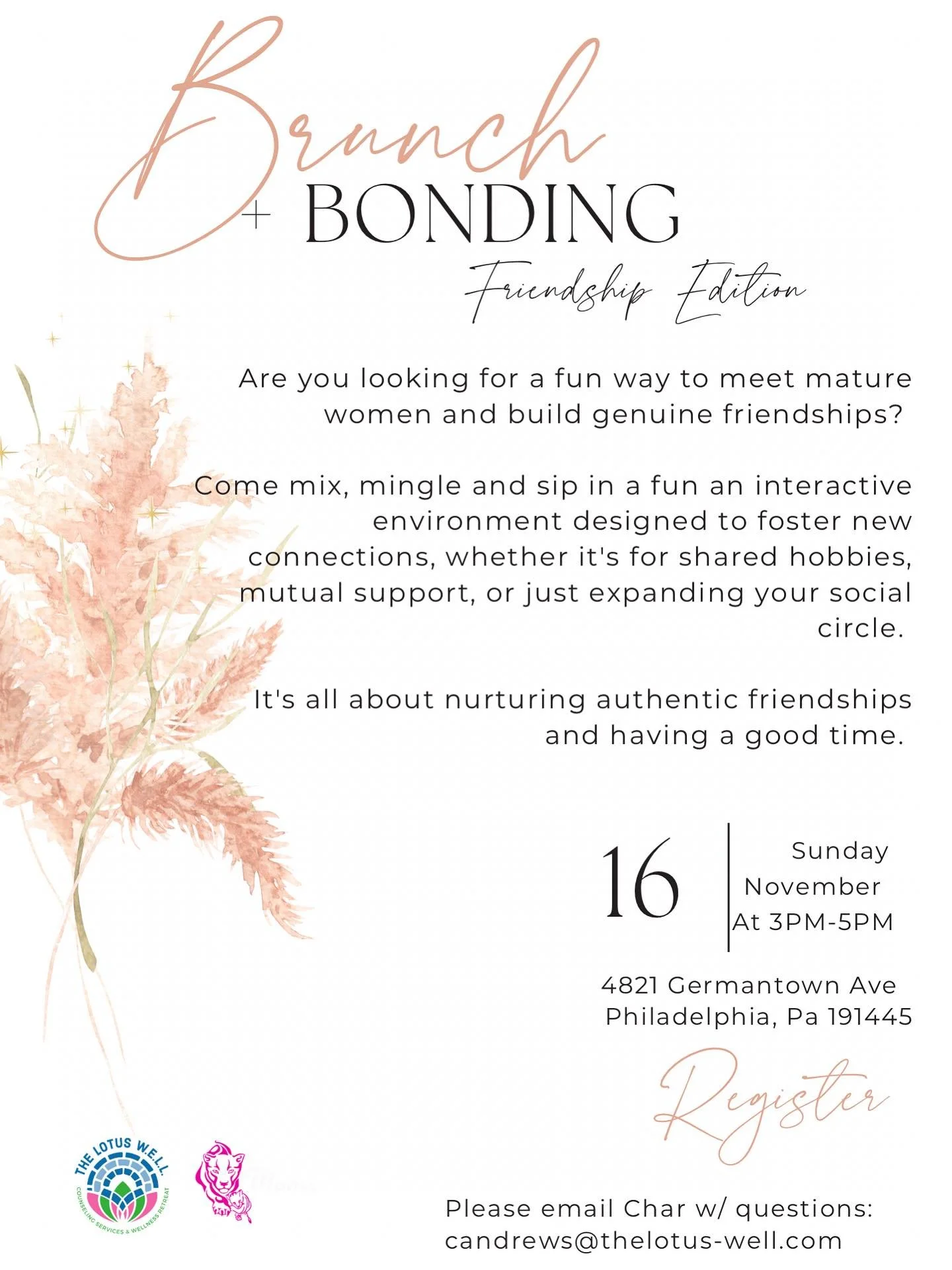 Good friends are the secret ingredient to a beautiful life &mdash; and your next one might be waiting over brunch! 🥂💞
Join us for Brunch &amp; Bonding: A Friendship Experience &mdash; where women connect, laugh, and spark lifelong sisterhoods.
📅 S