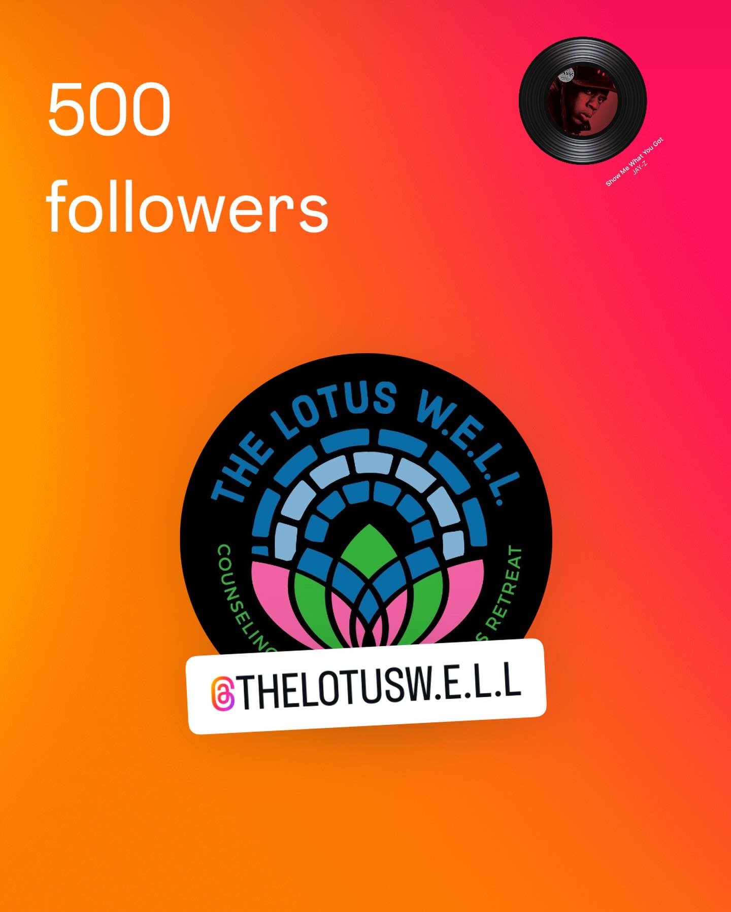 We just hit 500 🪷 followers 💚🎉 Thank you 🙏🏾 to each and every person who supports, shares, and shows love. Thank you for showing up, supporting mental 🧠 wellness, and choosing growth with us. 🪴🤍 We&rsquo;re grateful for this growing community