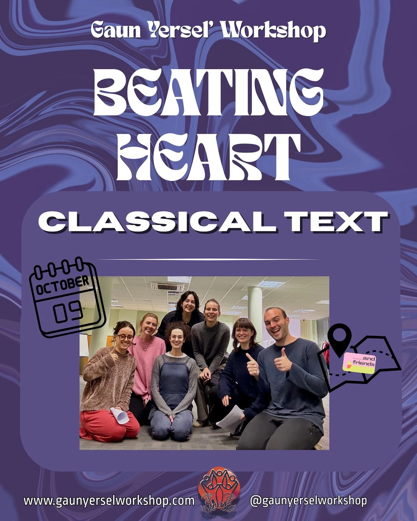 October workshops have started !! 

This workshop was groooovyyyyyyy!!! Thanks to the legends who came &amp; really sunk their teeth into Richard &amp; Anne&rsquo;s juicy scene! 

Beating Heart | Classical Text. 09.10.25 

#GaunYerselWorkshop
#Craft 