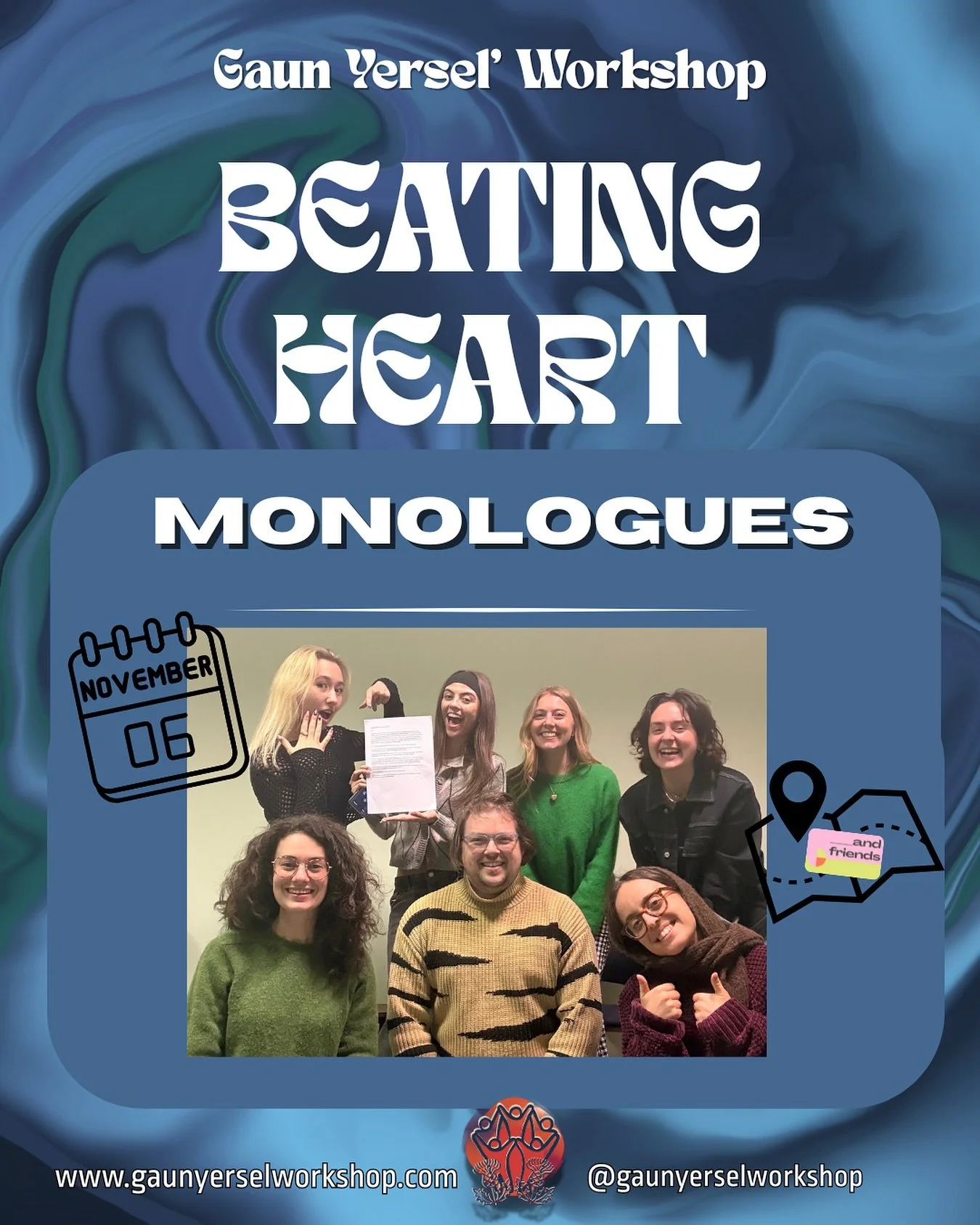 We kicked off November with our Monologue Roulette workshop !! 

It was so amazing to watch the actors tackle multiple monologues &amp; play! 

Beating Heart | Monologue Roulette 06.11.25

#GaunYerselWorkshop
#Craft #Community #Curiosity