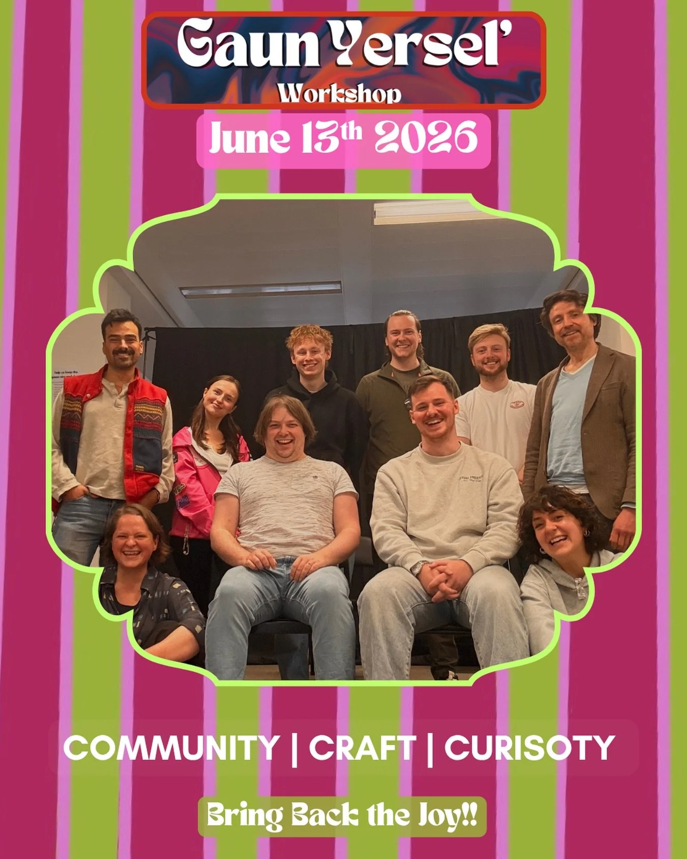 Gaun Yersel&rsquo; Workshop X Scotland Game !!!! What a wild Saturday !! 

This workshop was all about bold choices, stillness, cupcakes &amp; everyone&rsquo;s fabulous ability to play two truths one lie!! 

Thank you to our wonderful attendees who c