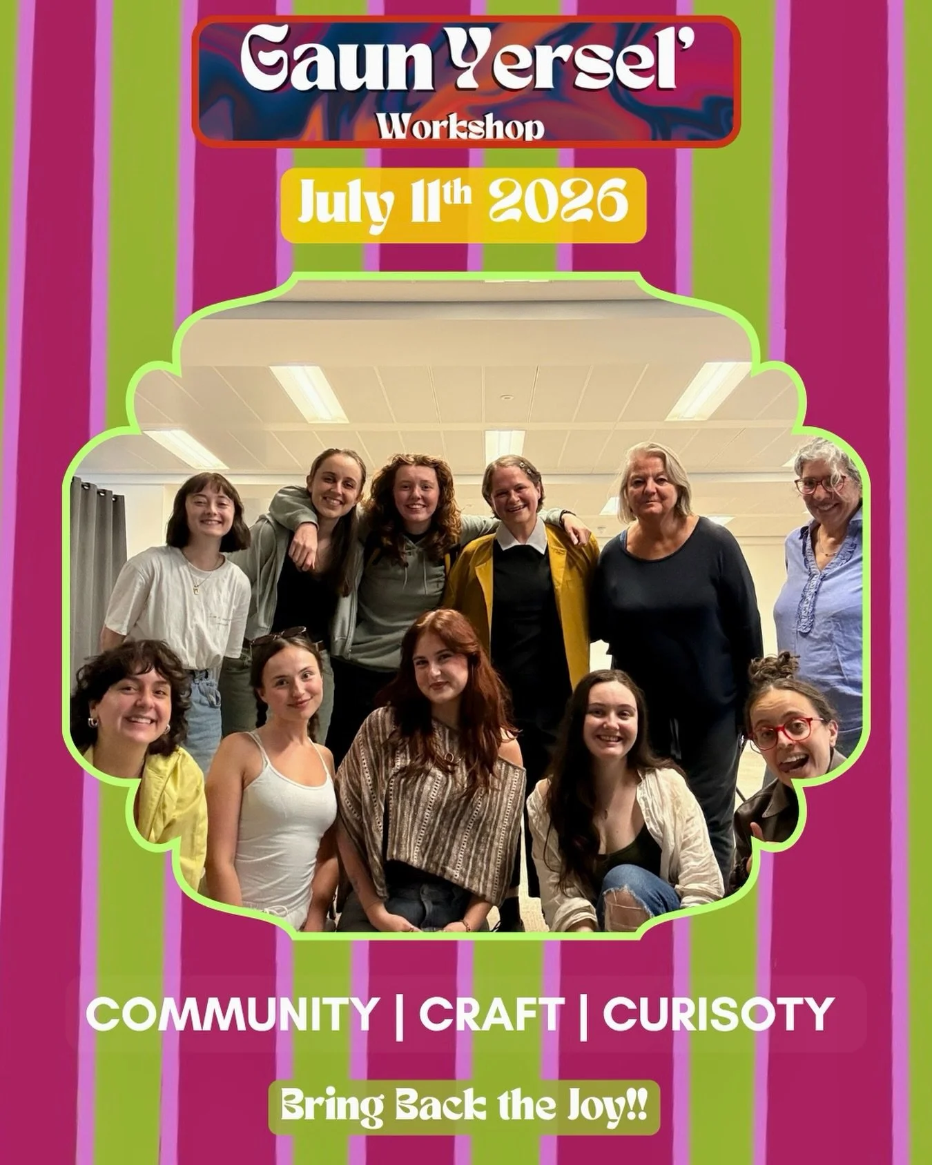 Gaun Yersel&rsquo; Saturdays!!! 🤩🤸&zwj;♀️⭐️💿

Eeeekkkk, it was our last workshop of our SS26&rsquo; season &amp; what a joyous one it was 💫

A workshop full of swearing, biscuits and mid-scene sandwiches!!! 
Thank you to all our lush attendees wh