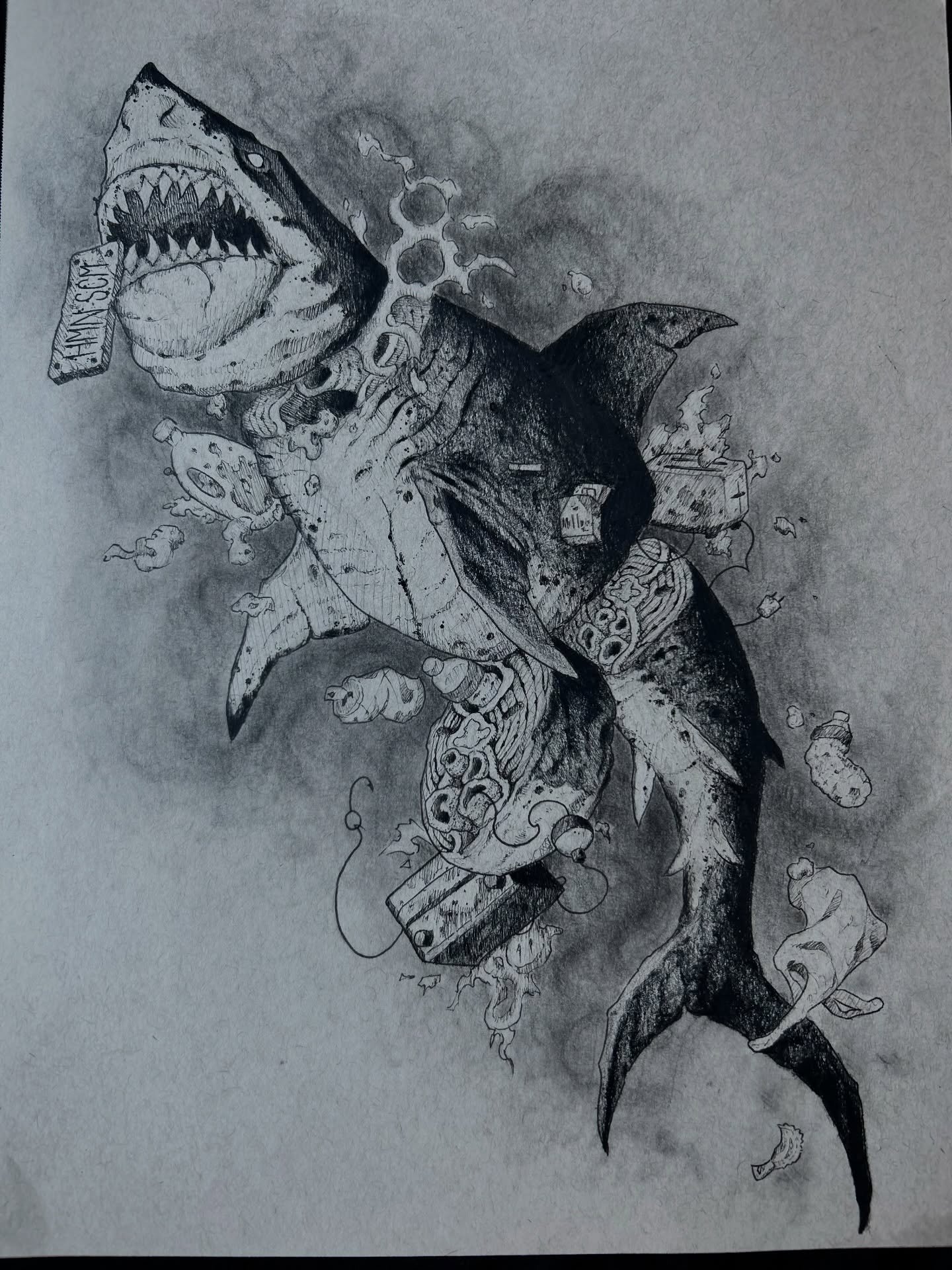 Trash shark available for tattoo, dm me if interested!
.
.
.
.
.
.
.
#tattoo #blackwork #blackworktattoo #sharktattoo #iowatattoo