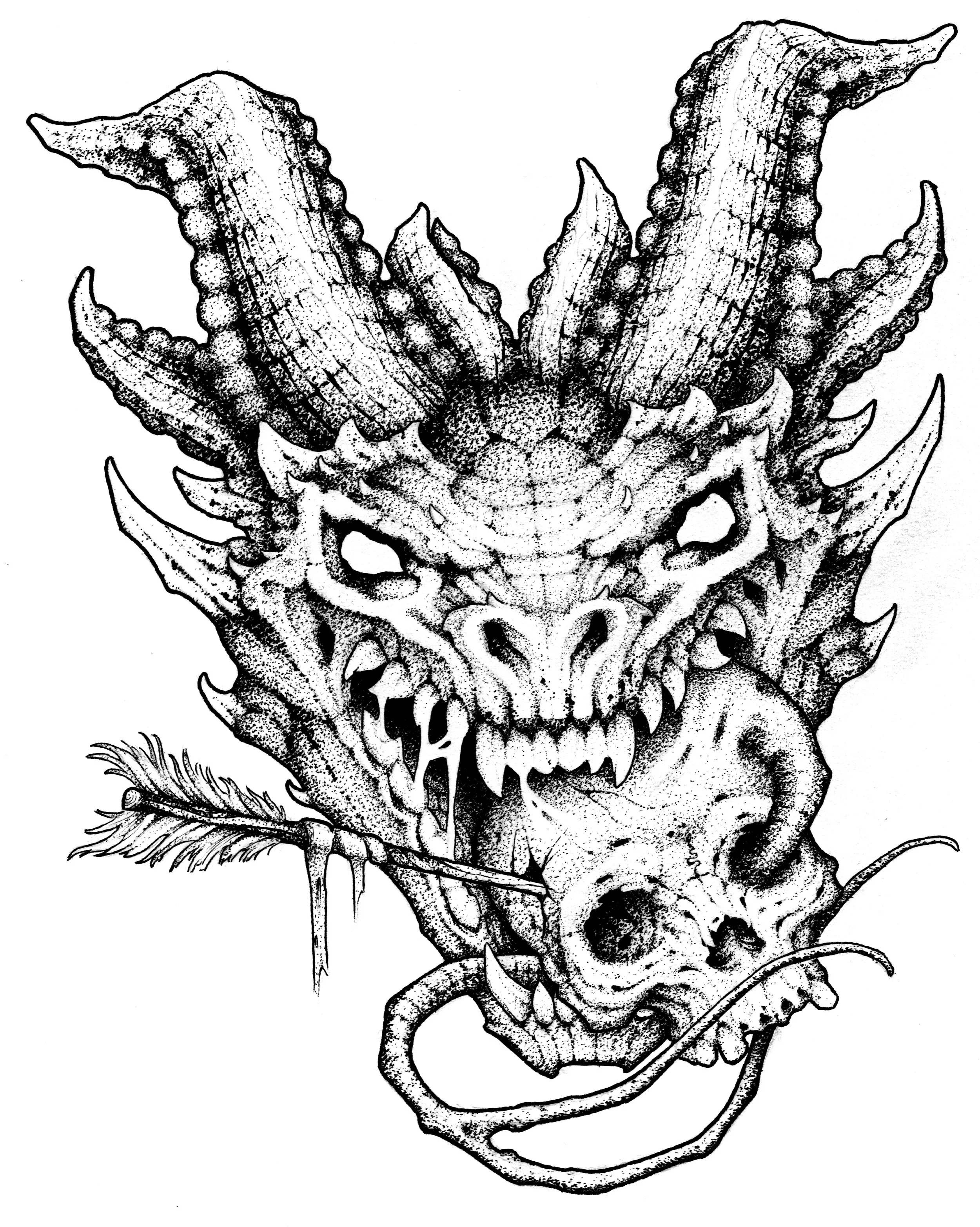 Skull Dragon 6.5"x8"