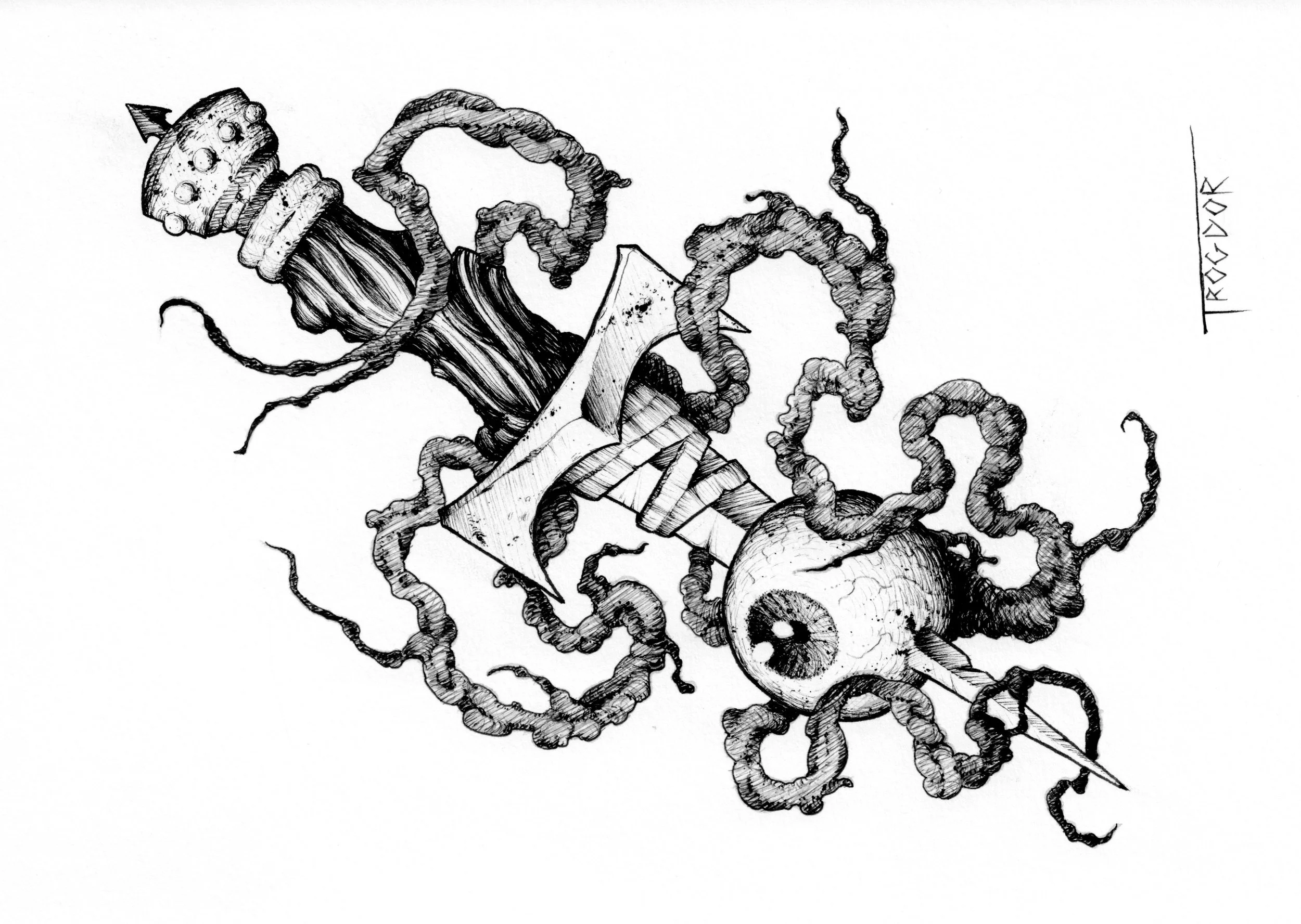 Eyeball Dagger 8"x10"