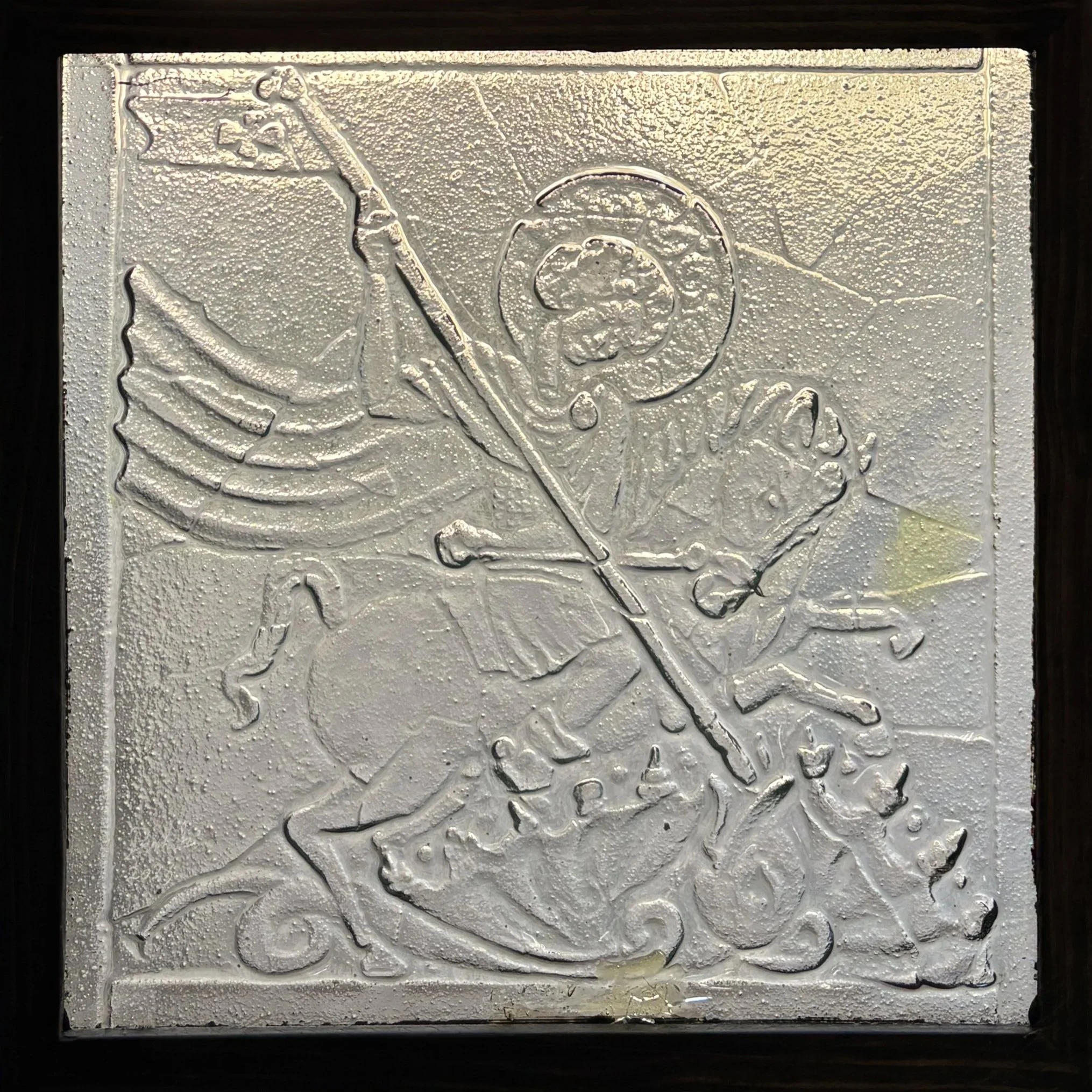 St George and the Dragon, monochrome version.