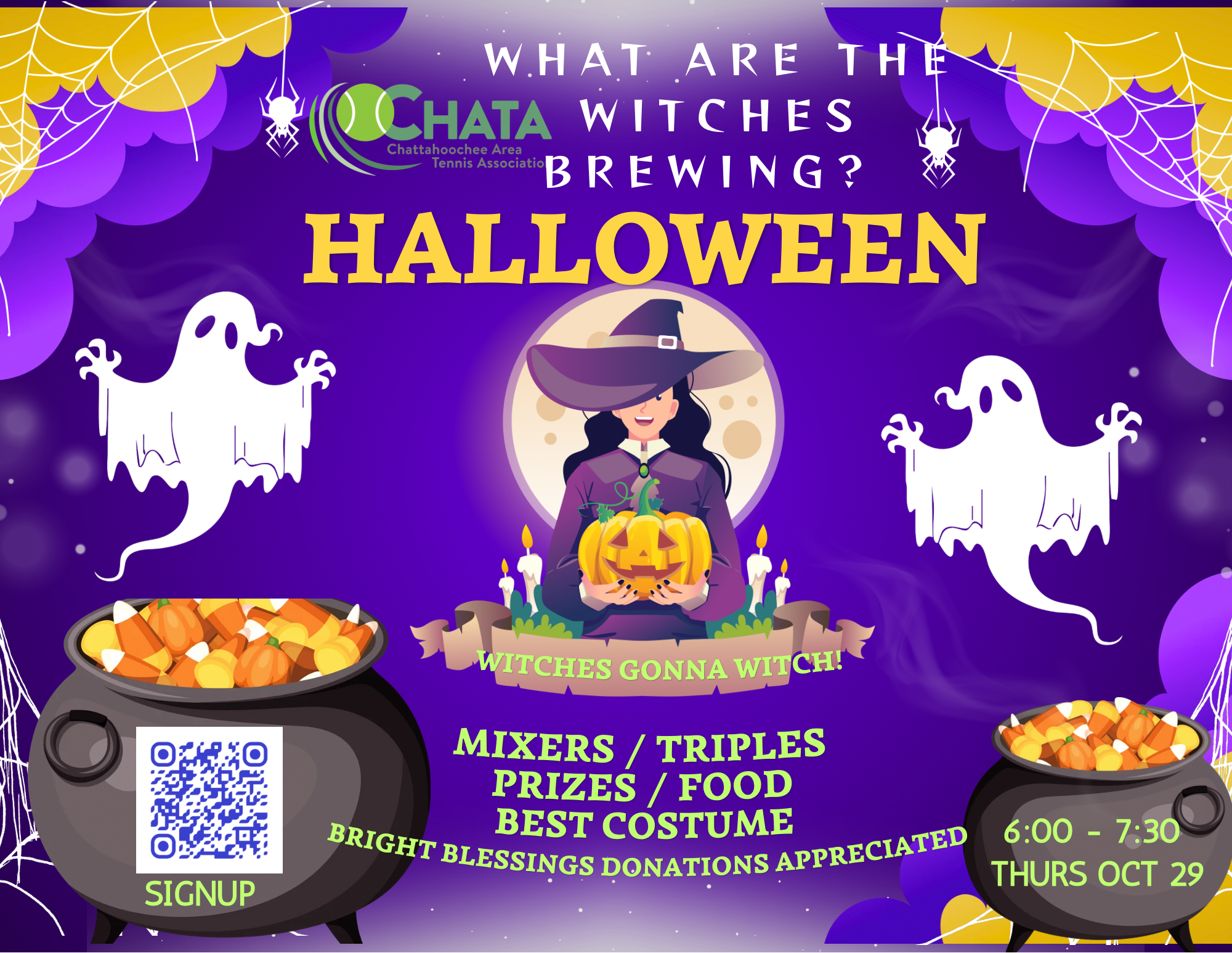 Purple Yellow & White Playful Halloween Party Flyer (Landscape A4).PNG