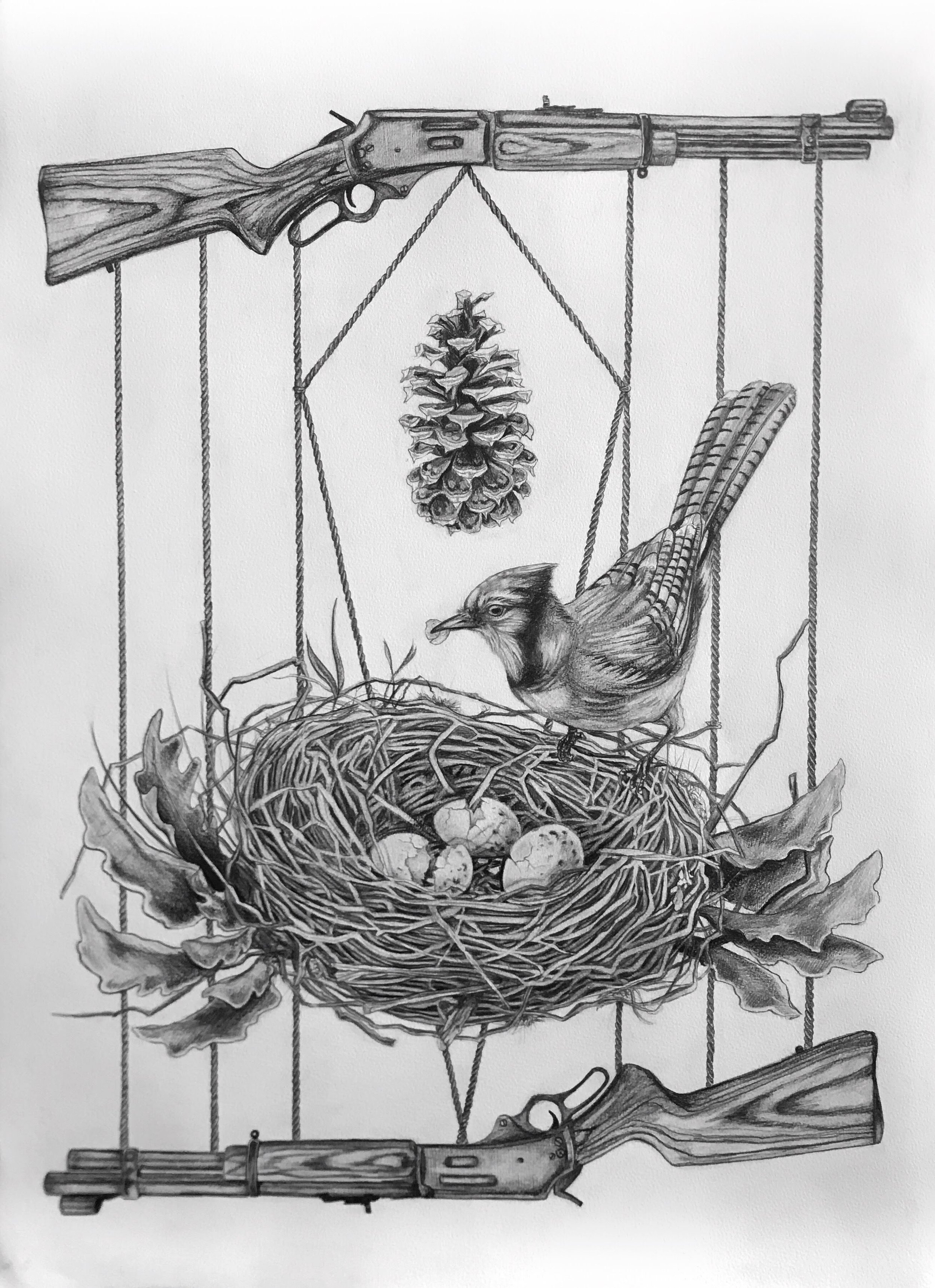 Subjugation, Graphite on Paper, 22 x 30 inches